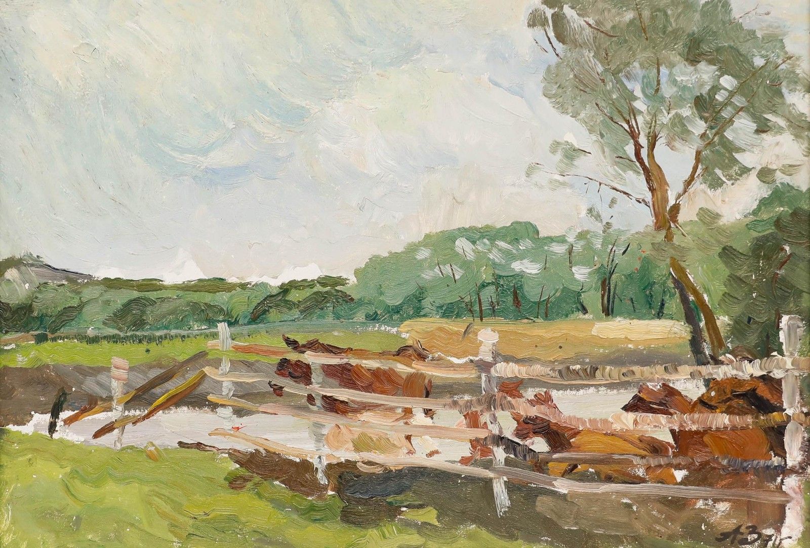 Ludmila Zakharova (B.1951) Framed Oil, Summer Landscape With Horses photo furniture