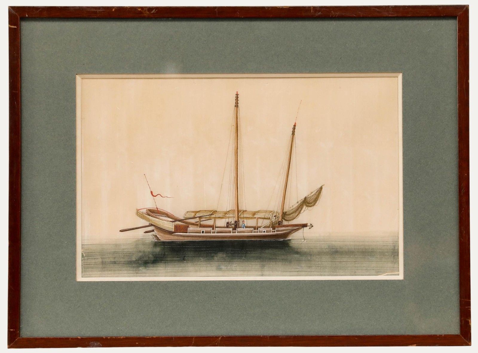 Chinese School 19th Century Watercolour Coastal Junk