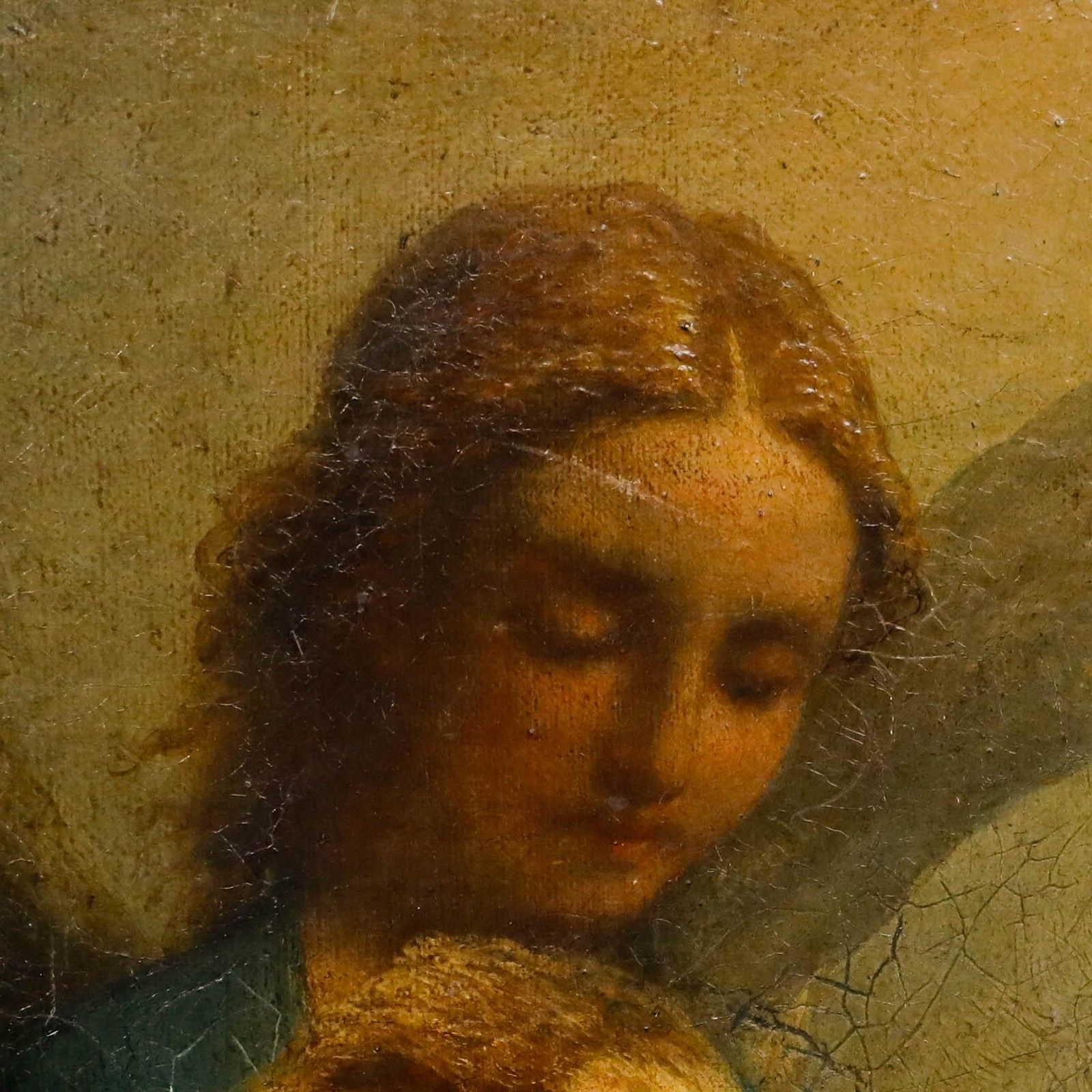 Fine 19th Century Oil The Guardian Angel photo vinterior