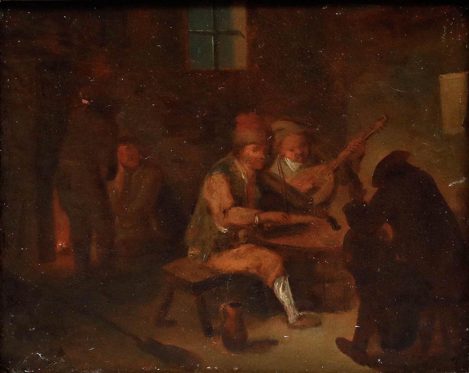 Framed 18th Century Oil Fiddlers At The Pub photo furniture