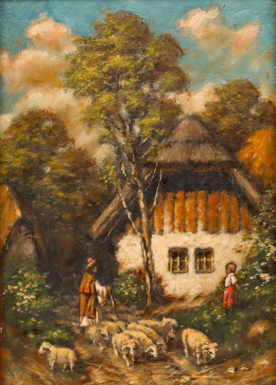 Heuberger Framed Late 19th Century Oil, Meeting The Shepherd photo furniture
