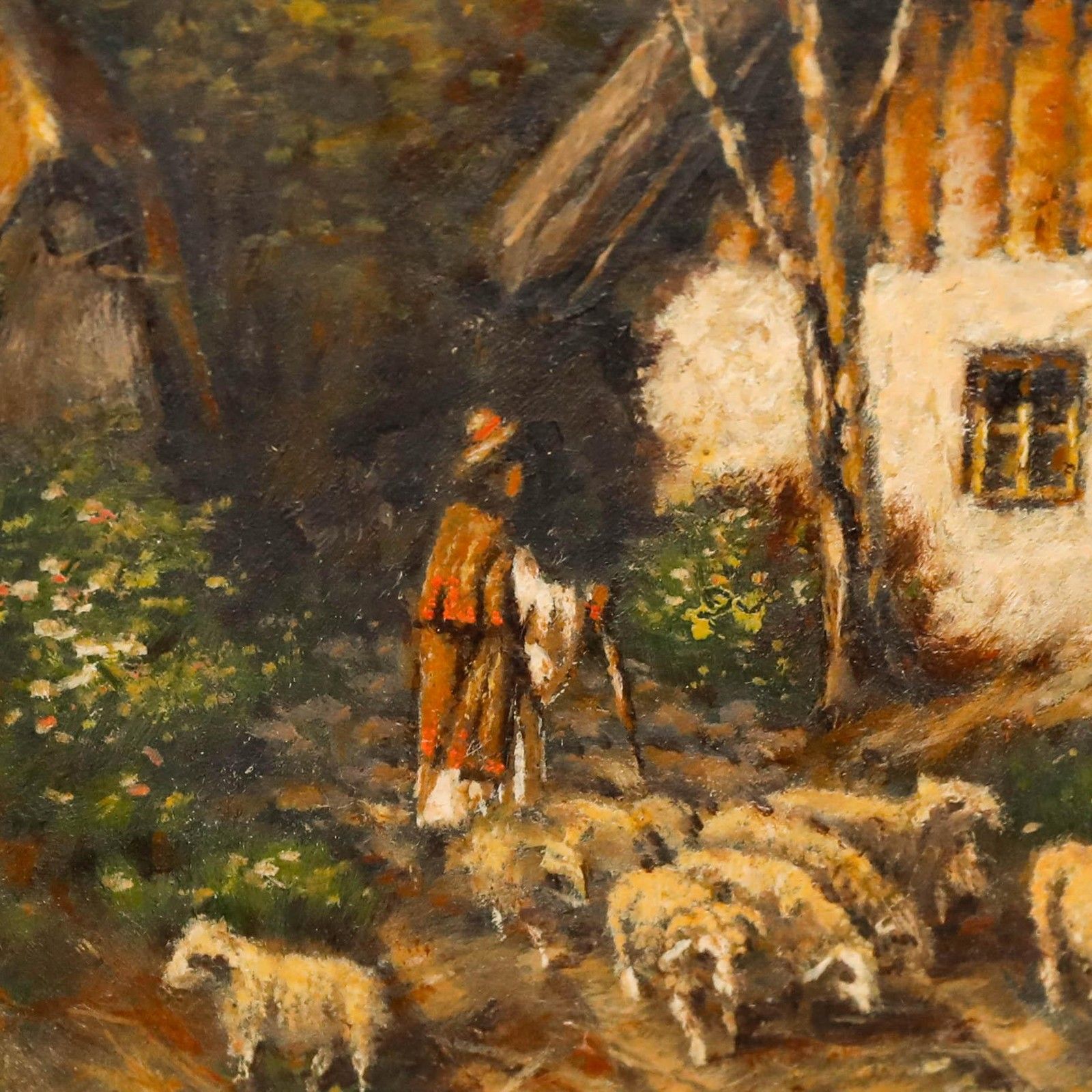 Heuberger Framed Late 19th Century Oil, Meeting The Shepherd photo vinterior