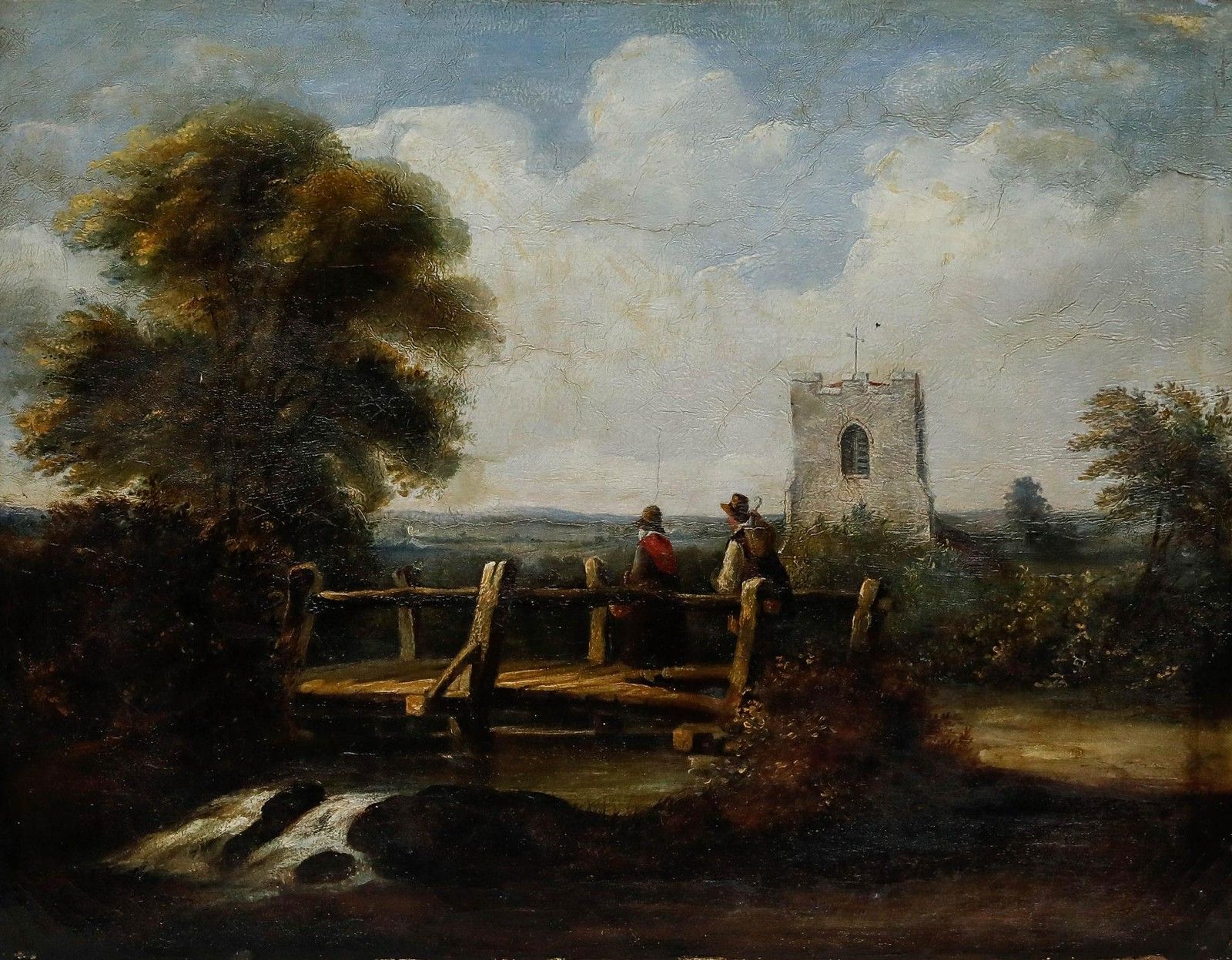 Frith English School 19th Century Oil, Path To The Church photo furniture