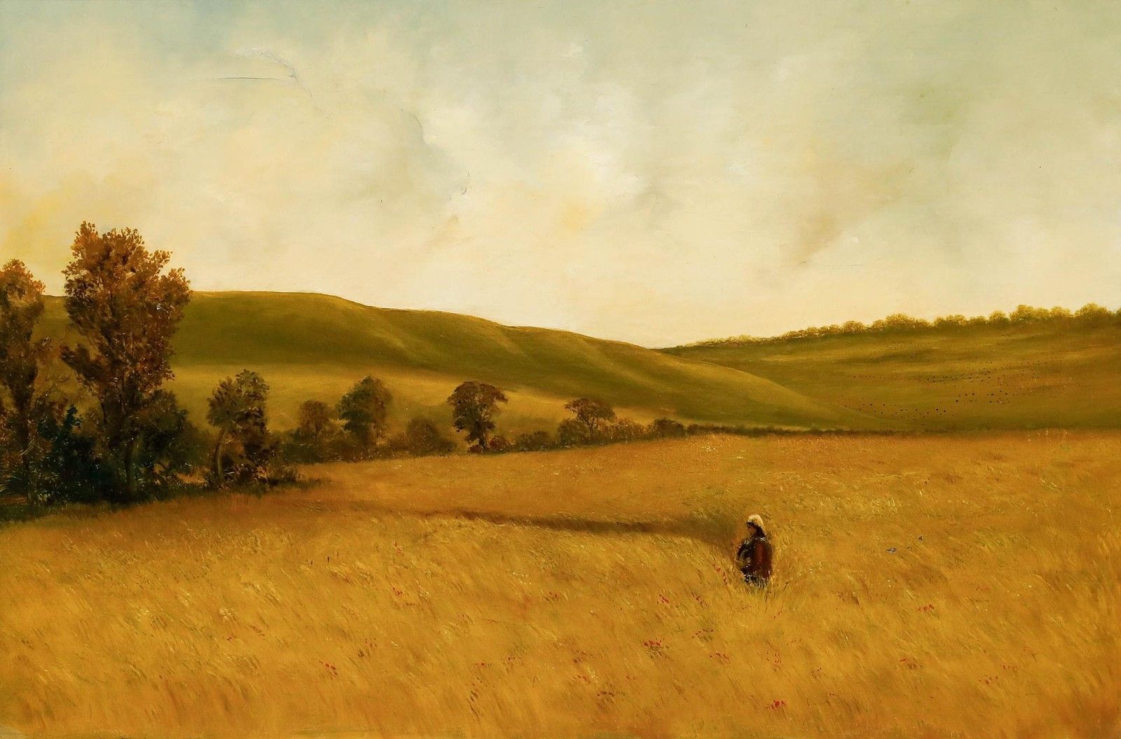 Early 20th Century Oil The Wheat Field photo furniture