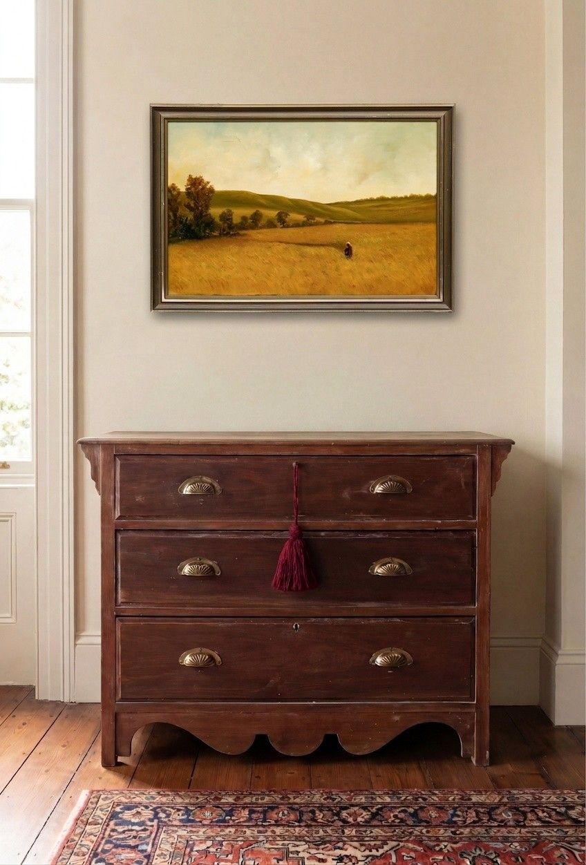 Early 20th Century Oil The Wheat Field photo for sale