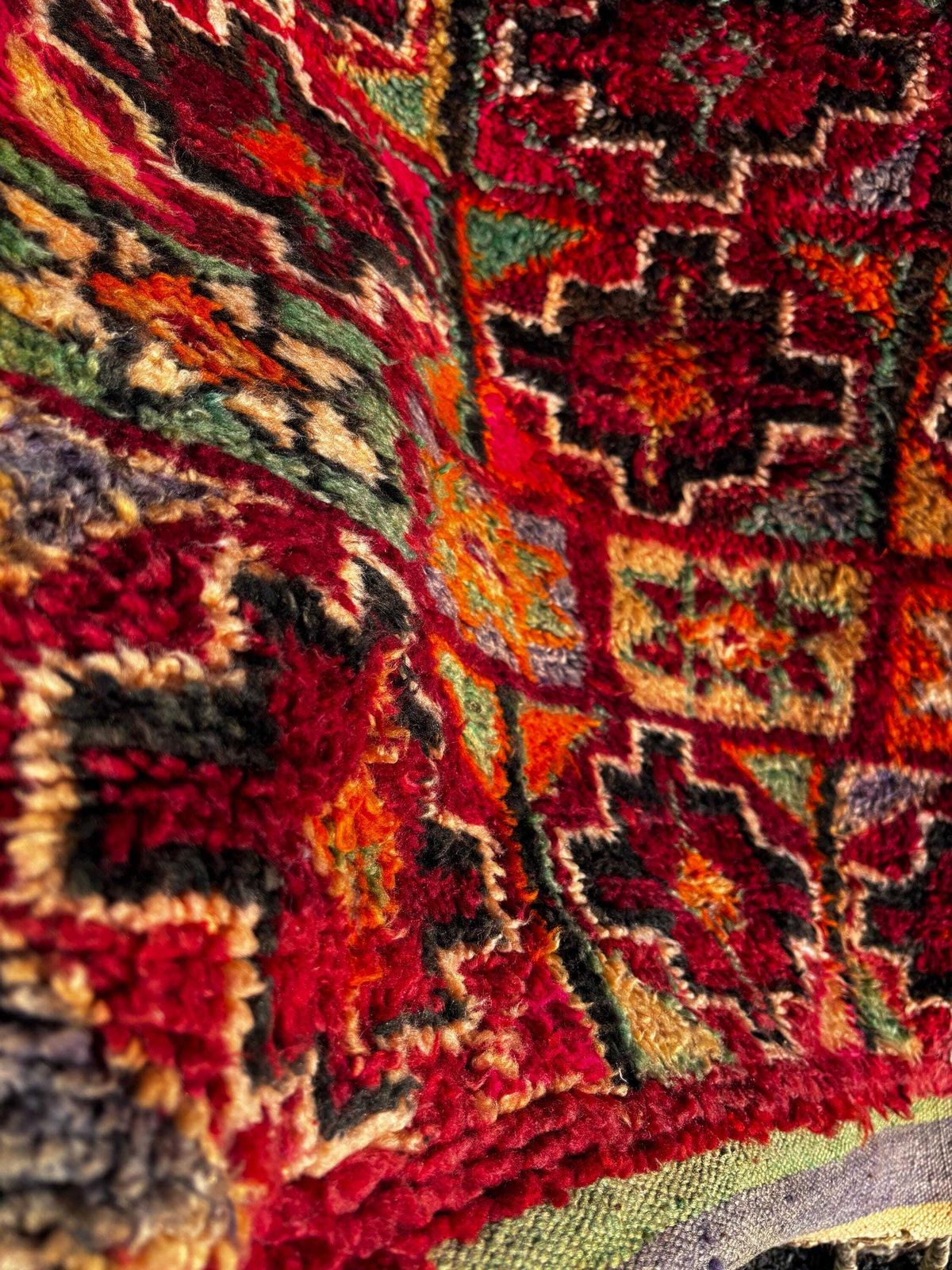 Vintage Moroccan Boujad Rug – Large Handwoven Berber Wool Rug 190x340 Cm, 1970s Haouz Tribal Area Rug photo vintage