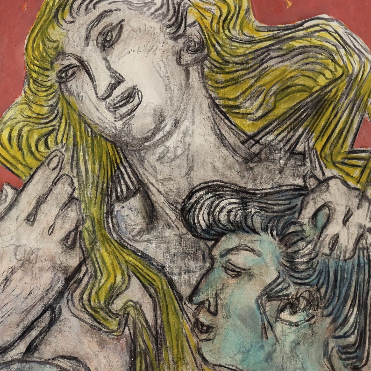 Figures Of Lovers Contemporary Painting Signed Orazi 1975 photo for sale