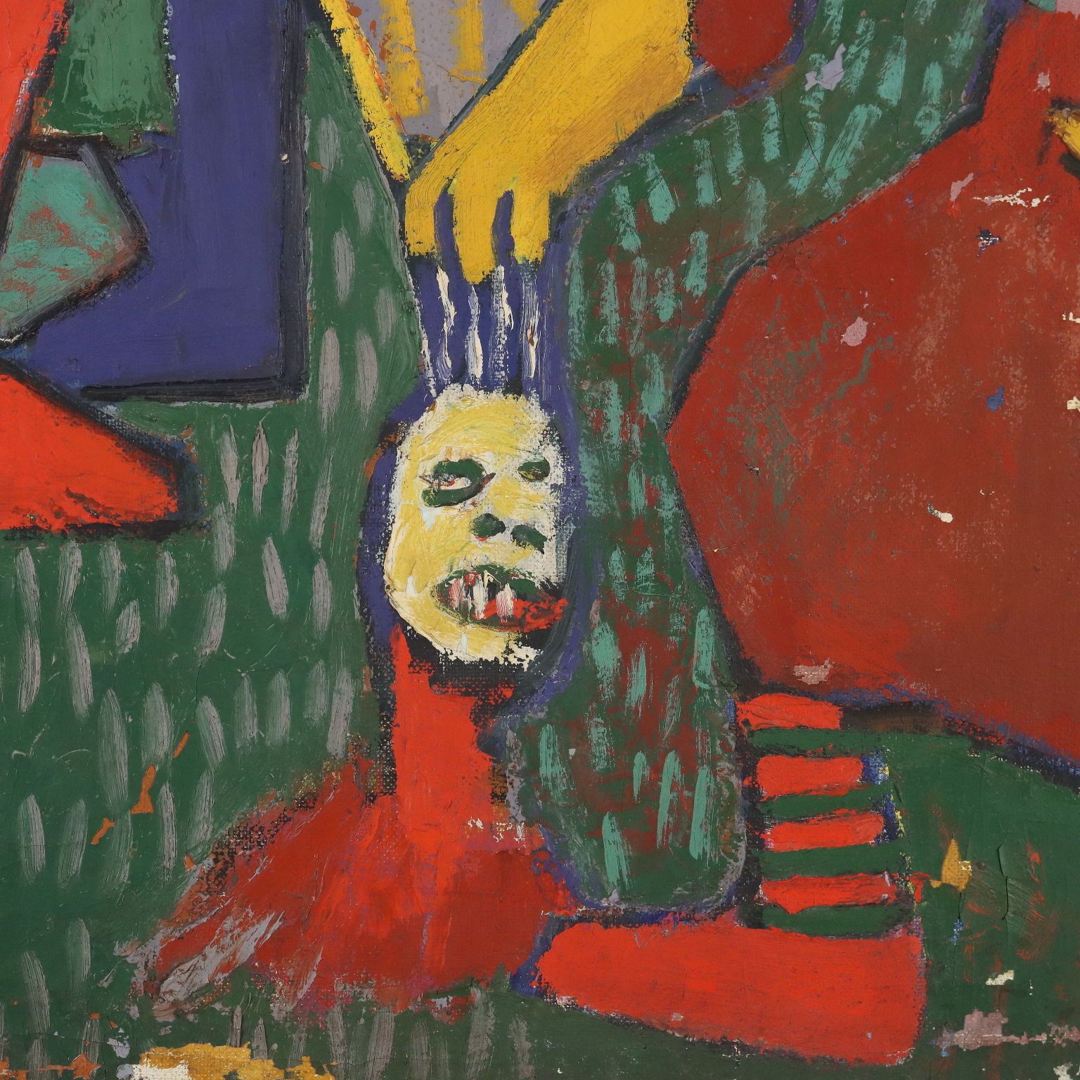 Peinture moderne signée Orazi, huile sur toile, scène vers 1950. photo vinterior