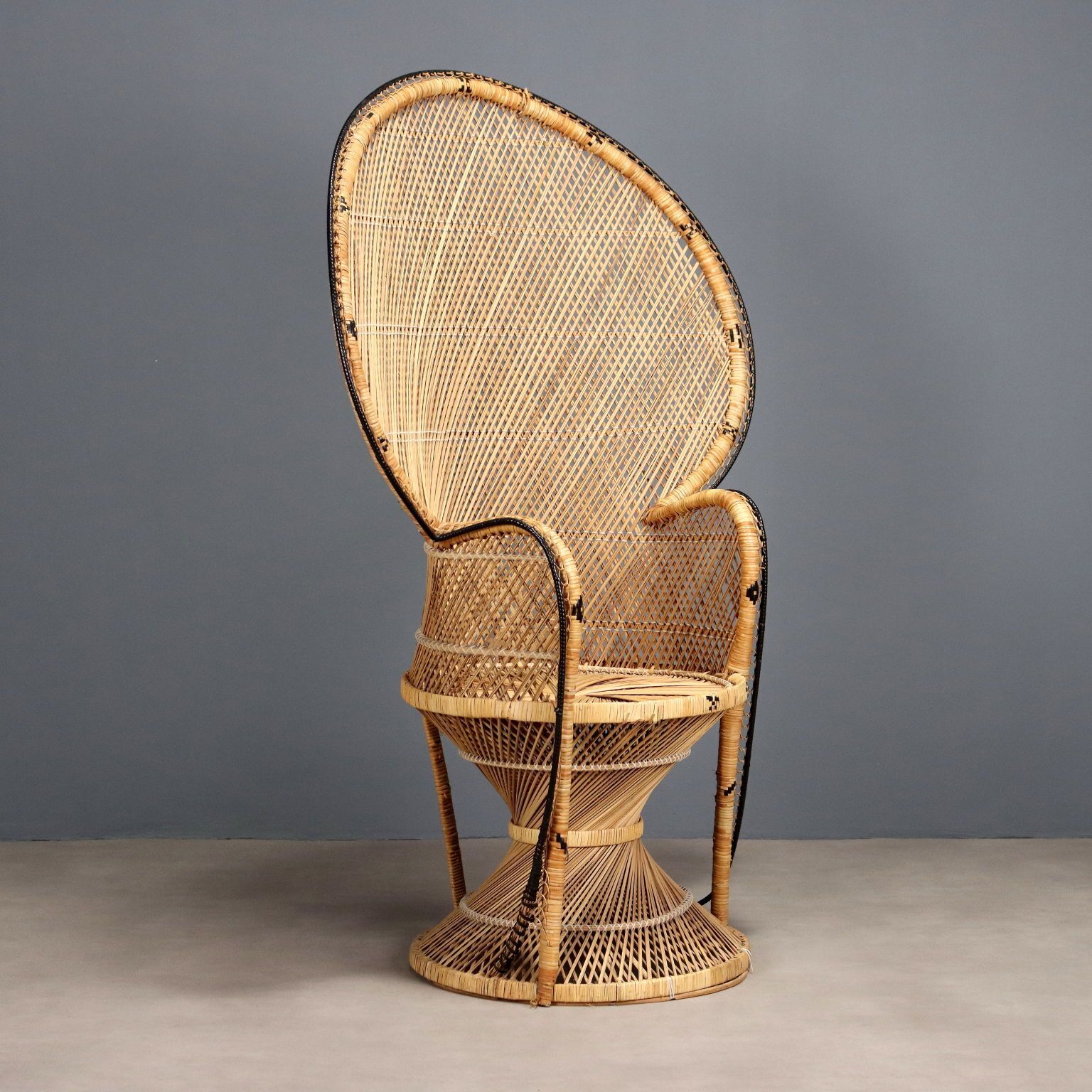 Antique Armchair Woven Rattan Italy XX Century
