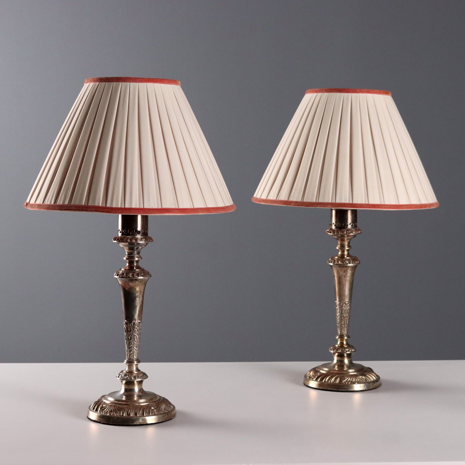 Antique Lamps Langford's Galleries Silvered Metal XIX Century
