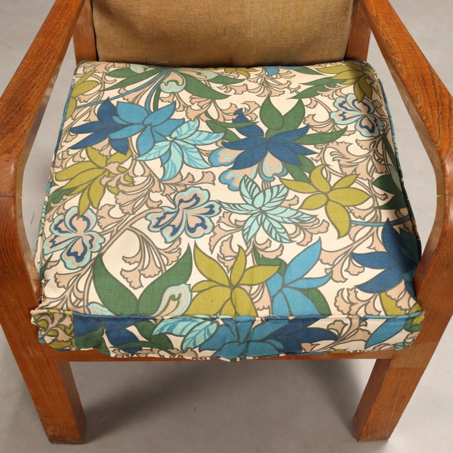 Vintage Fauteuils Eiken Stof Schuim Design Italië jaren 1940 photo vinterior