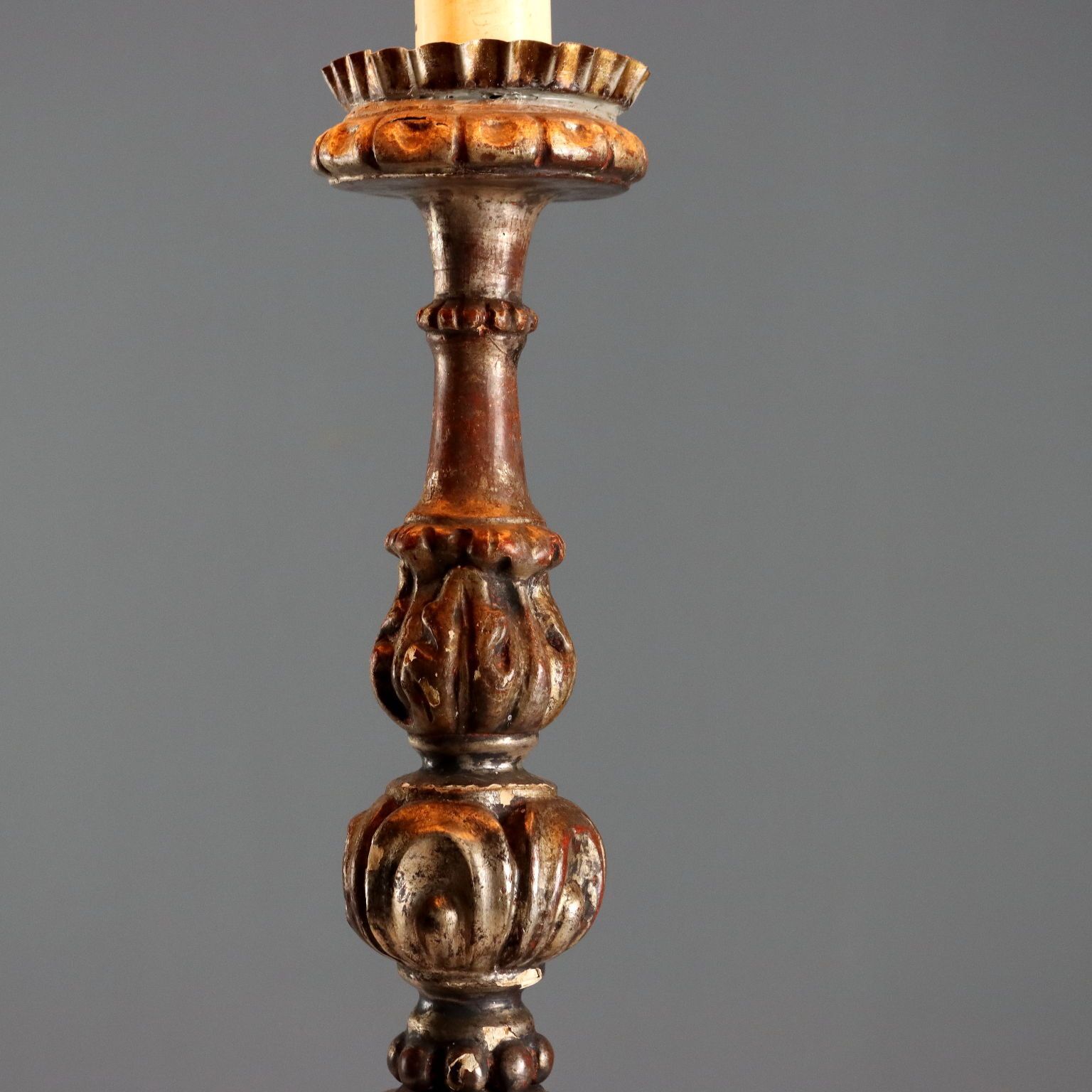 Antique Candelabra Carved Gilded Wood Italy XIX Century photo Lighting