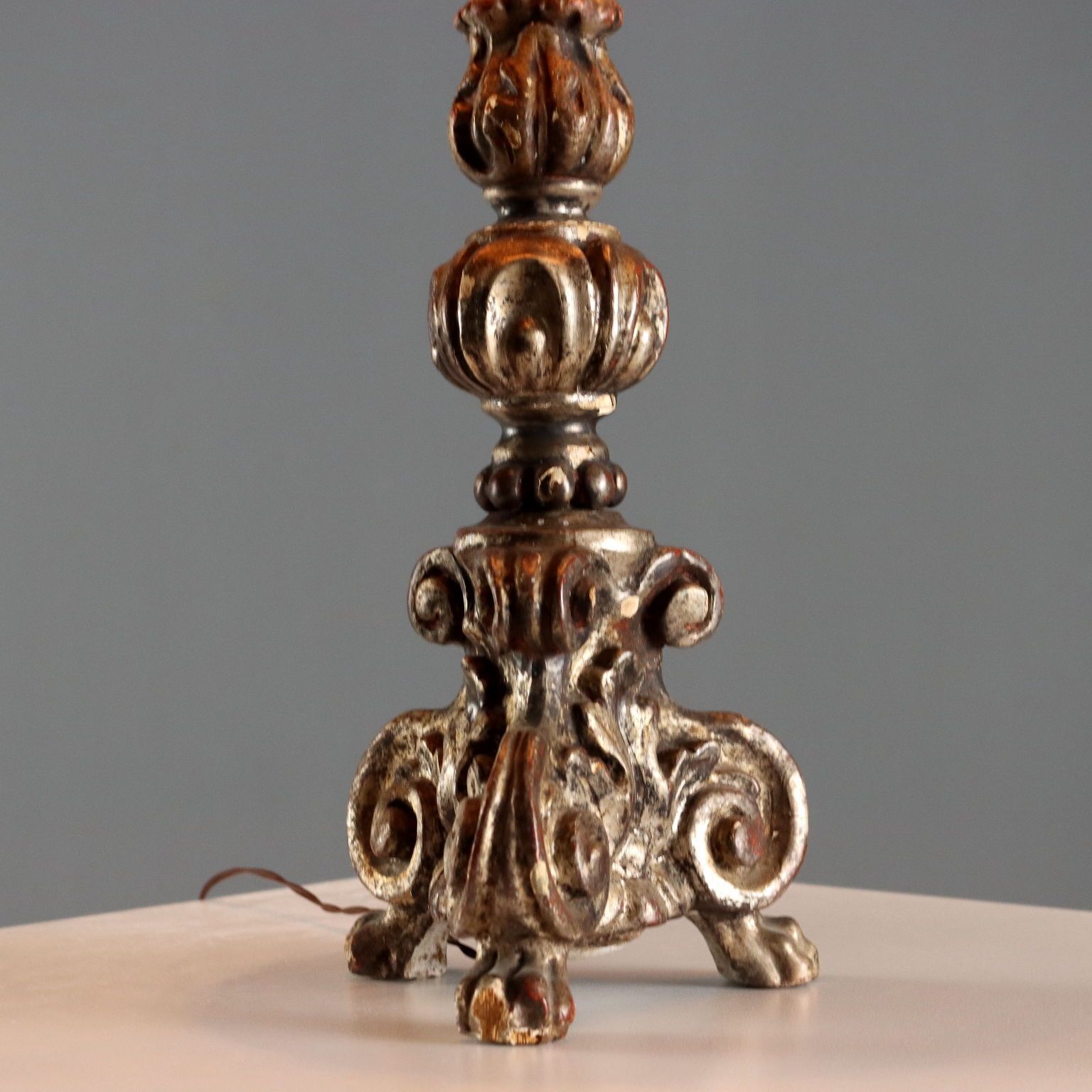 Antique Candelabra Carved Gilded Wood Italy XIX Century photo 460.0