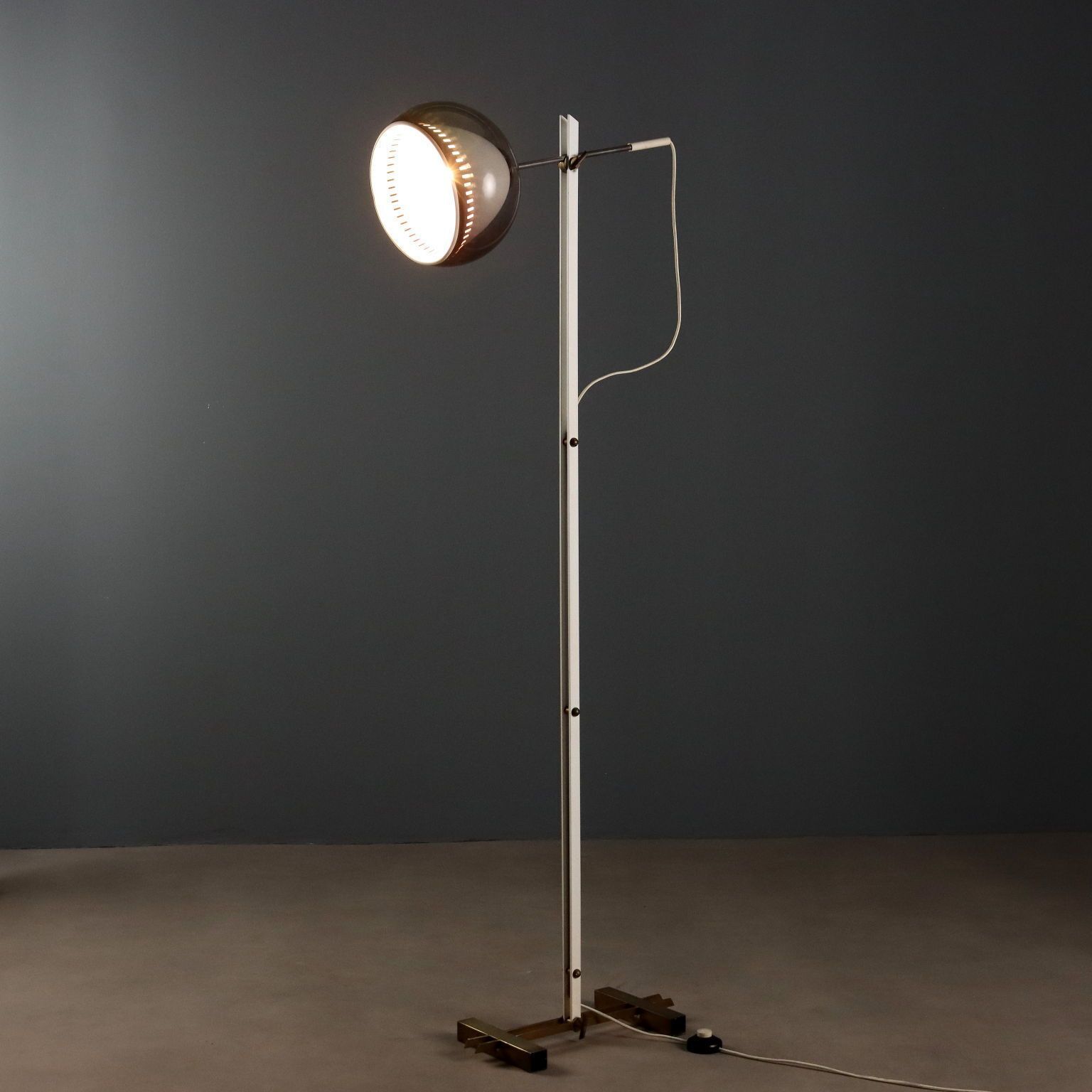 Vintage Floor Lamp Brass Enamelled Metal Design Italy 1960s