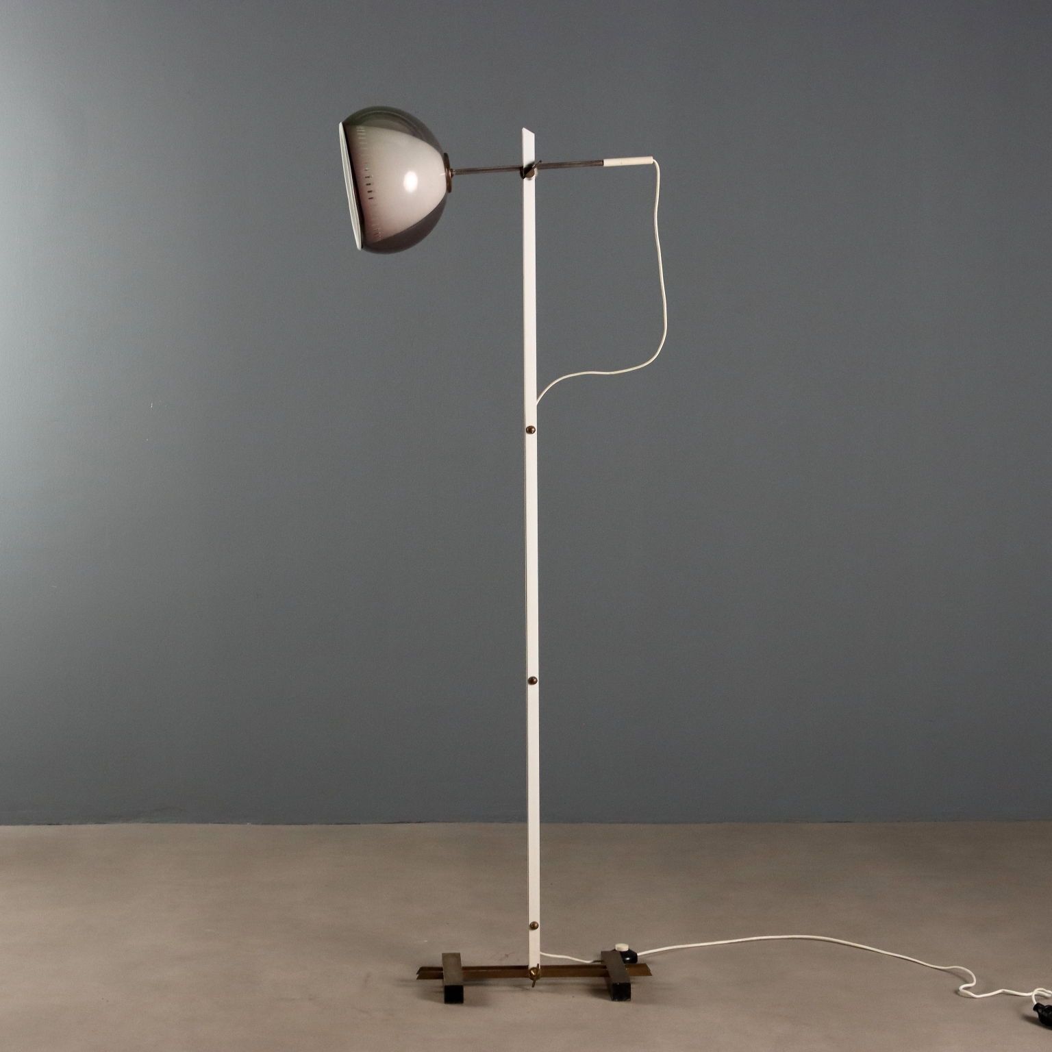 Vintage Floor Lamp Brass Enamelled Metal Design Italy 1960s photo vintage