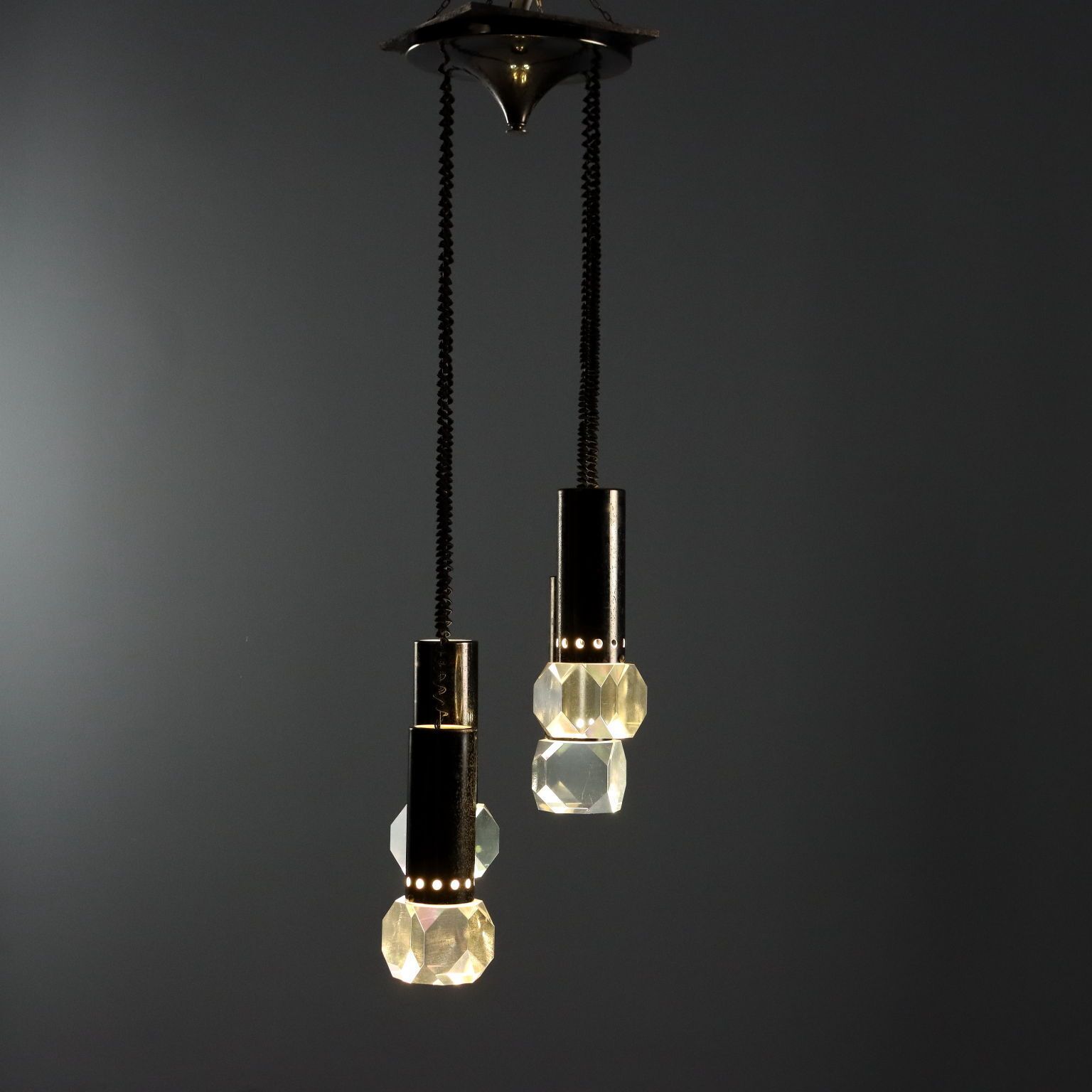 Vintage plafondlamp, kunststof en metaal, Italiaans design, jaren 1960 photo for sale
