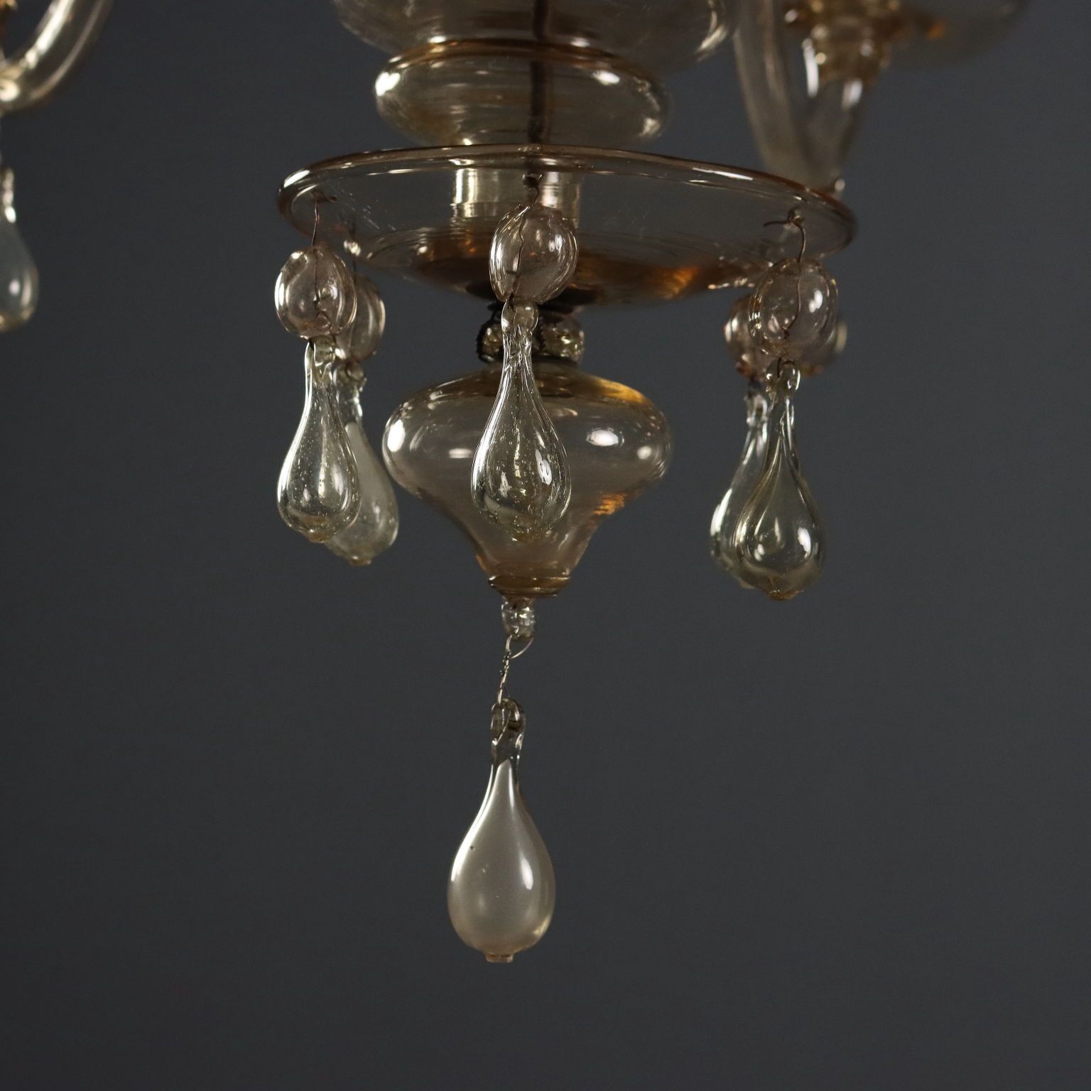 Antique Chandelier Blown Venetian Glass Italy XX Century photo vinterior