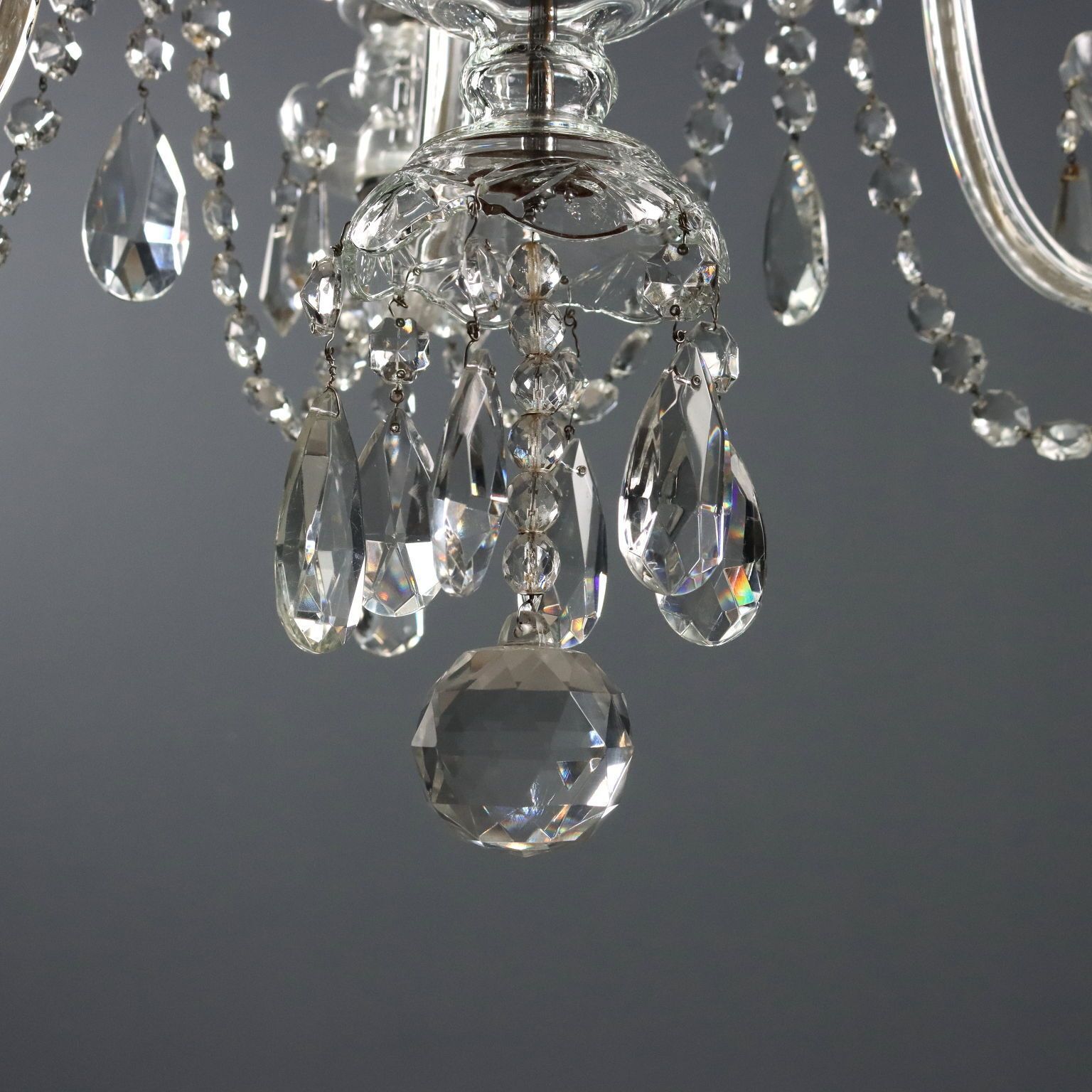 Antique Chandelier Glass 12 Lights Italy XX Century photo Lighting