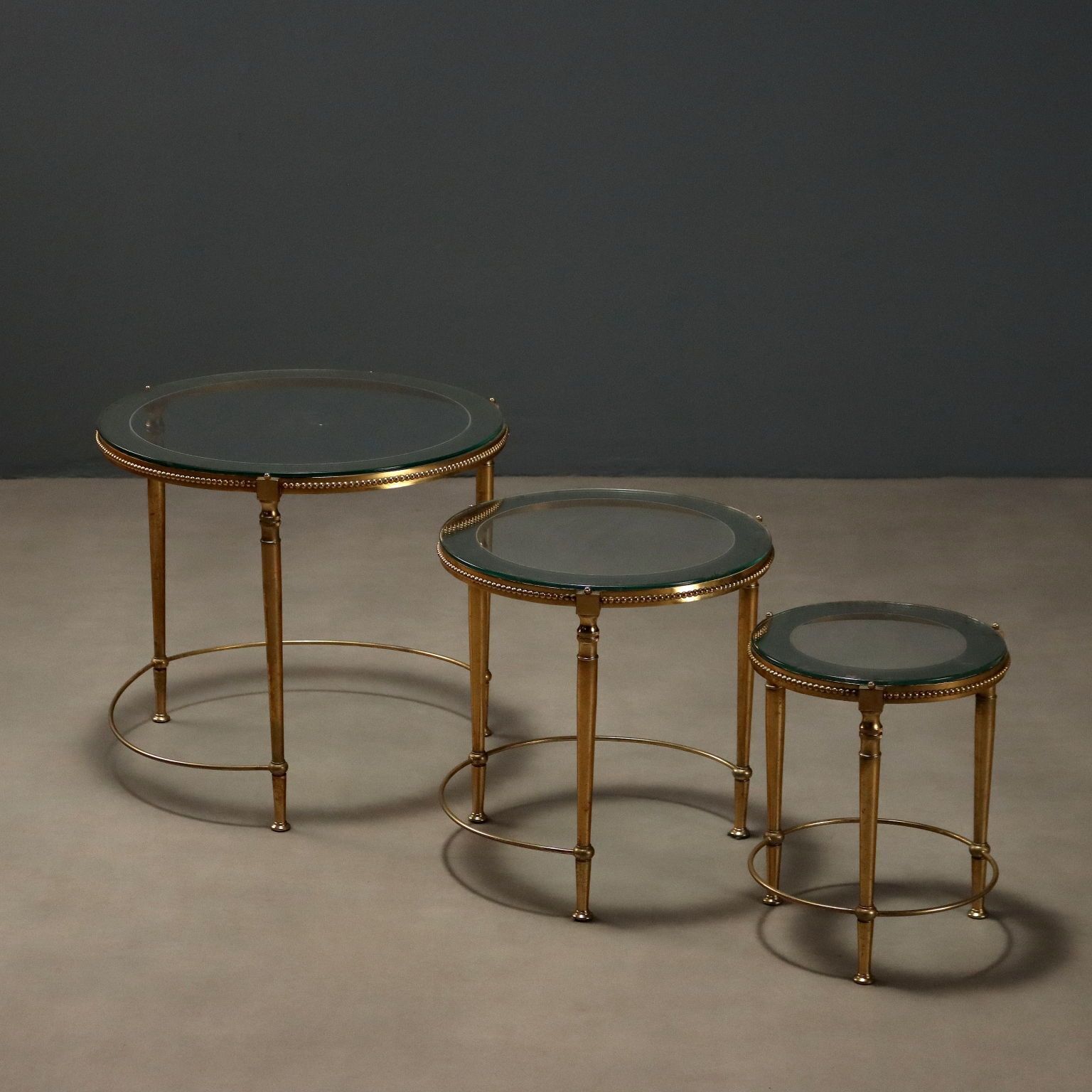 Small Antique Tables Metal Glass Italy XX Century