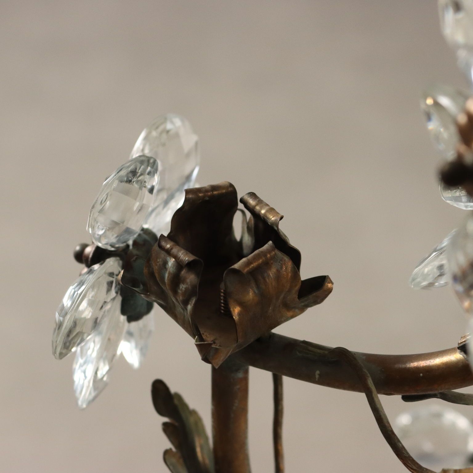 Antique Chandelier Gilded Metal Italy XX Century photo vintage