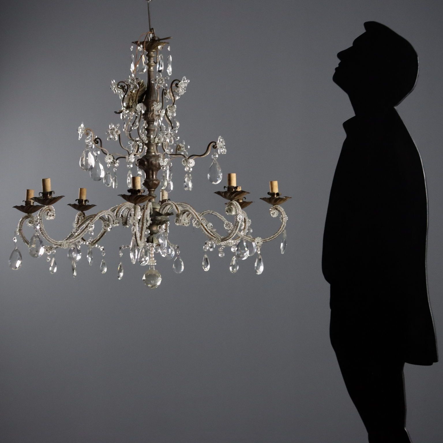 Antique Chandelier Metal Glass 8 Lights Italy XIX Century photo furniture