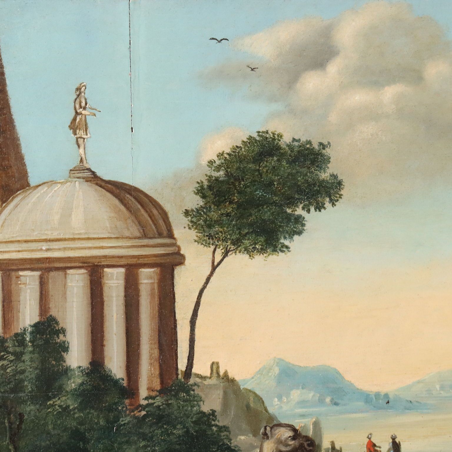 Antiek schilderij Orpheus betovert de dieren, olieverf op paneel, '700 photo vinterior
