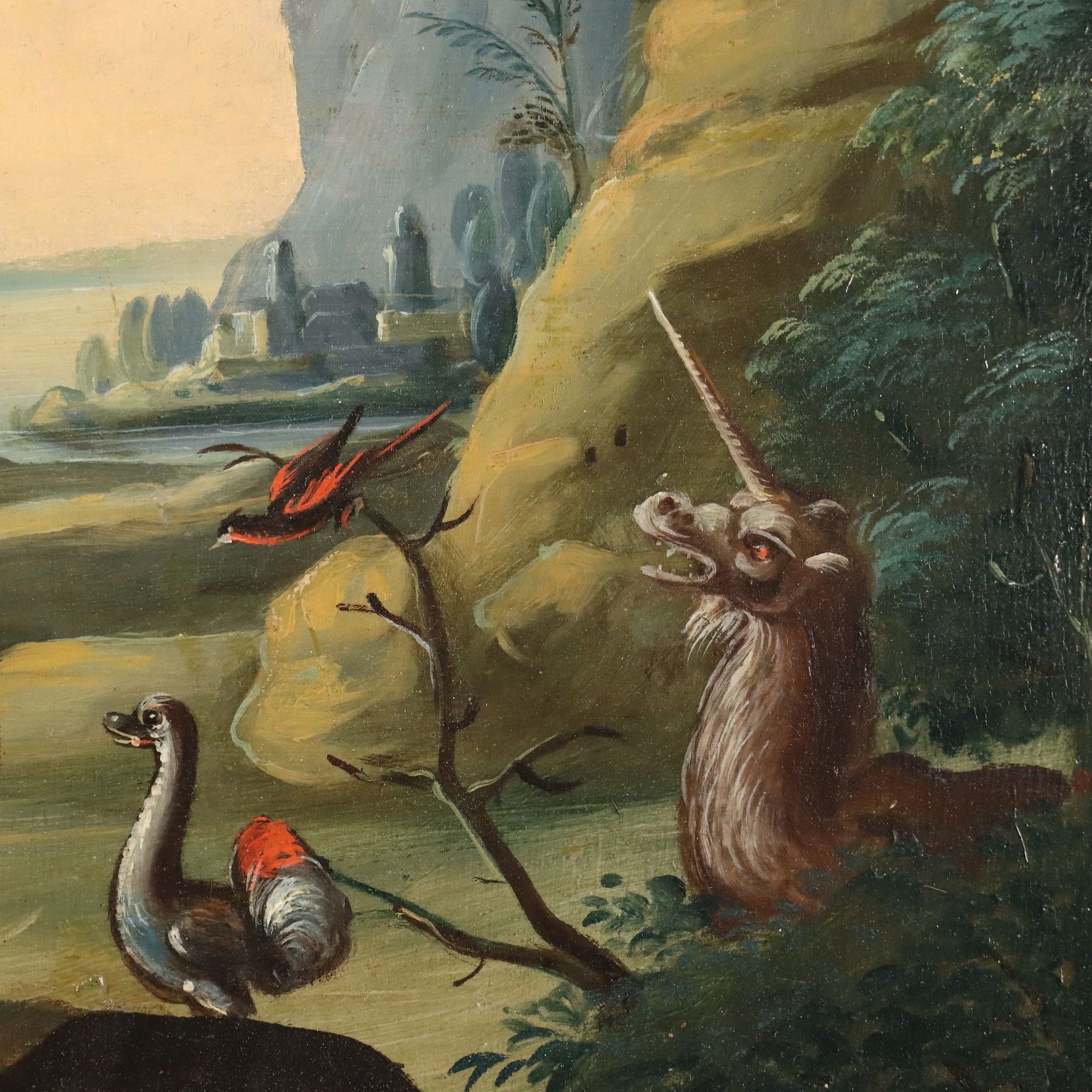 photo for sale Antique Painting Orpheus Enchants The Animals Oil On Board '700