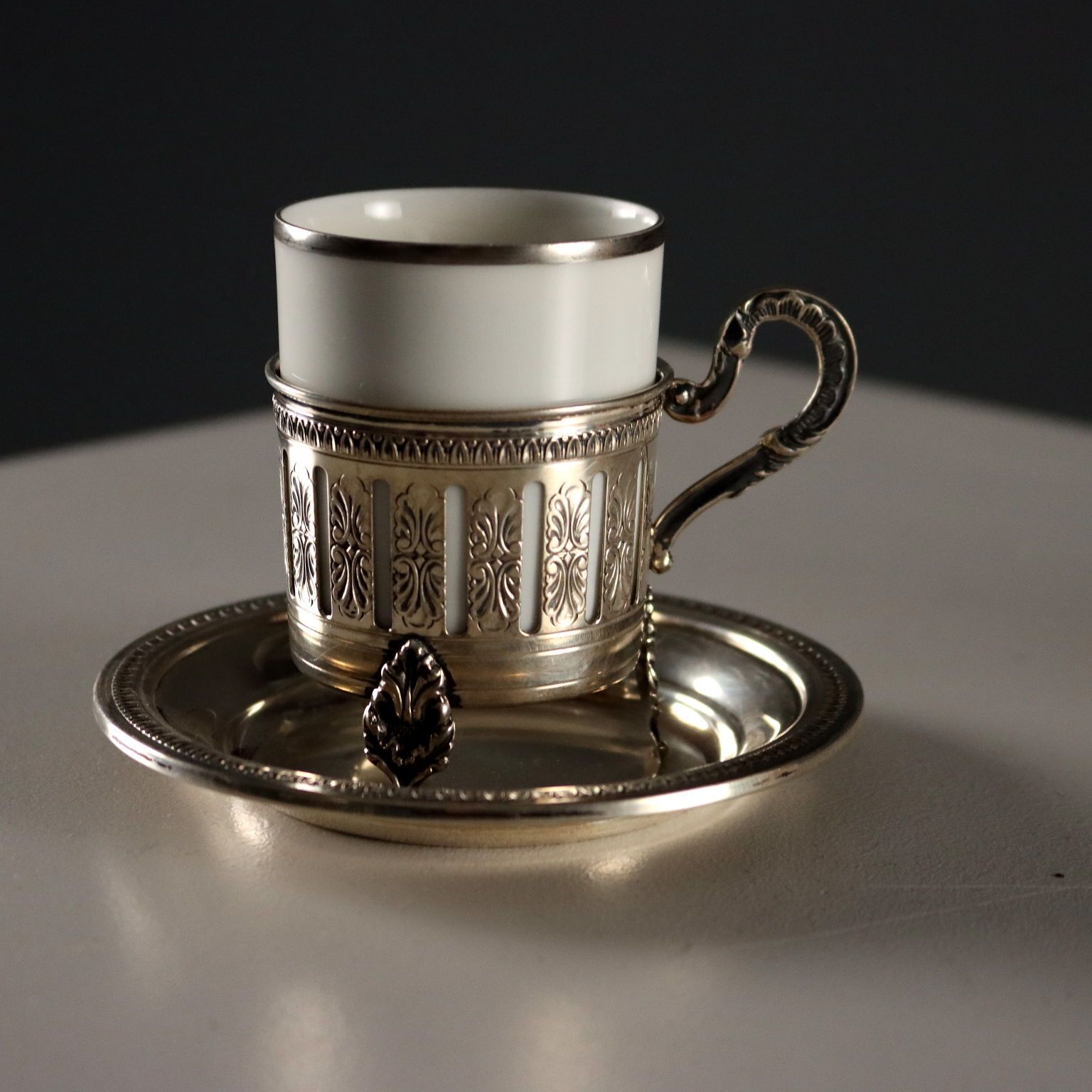 Antique Coffee Cups Silver And Porcelain Heinrich Manufactory '900 photo for sale
