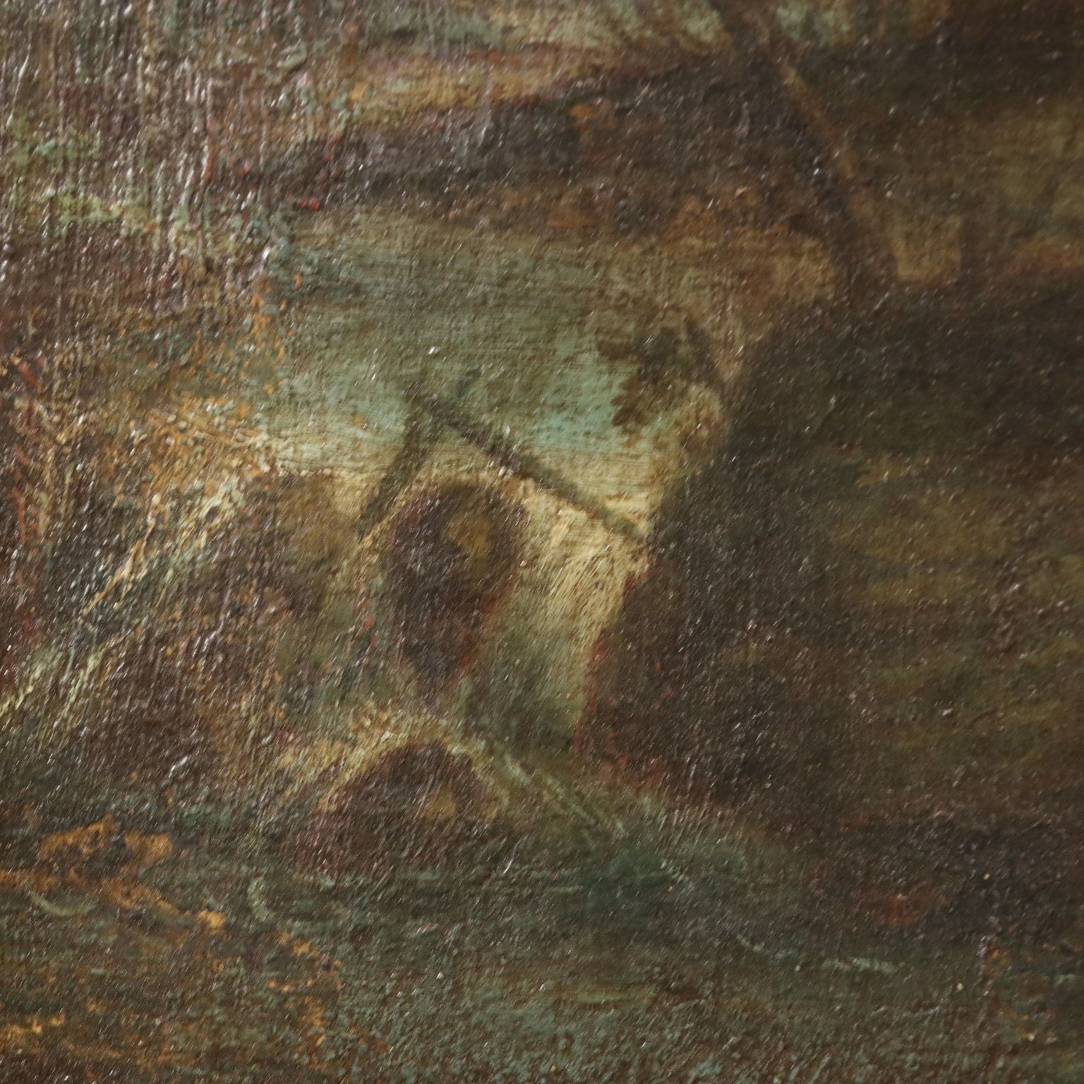 Antique Painting Landscape With Figures Oil On Canvas '700 photo buy