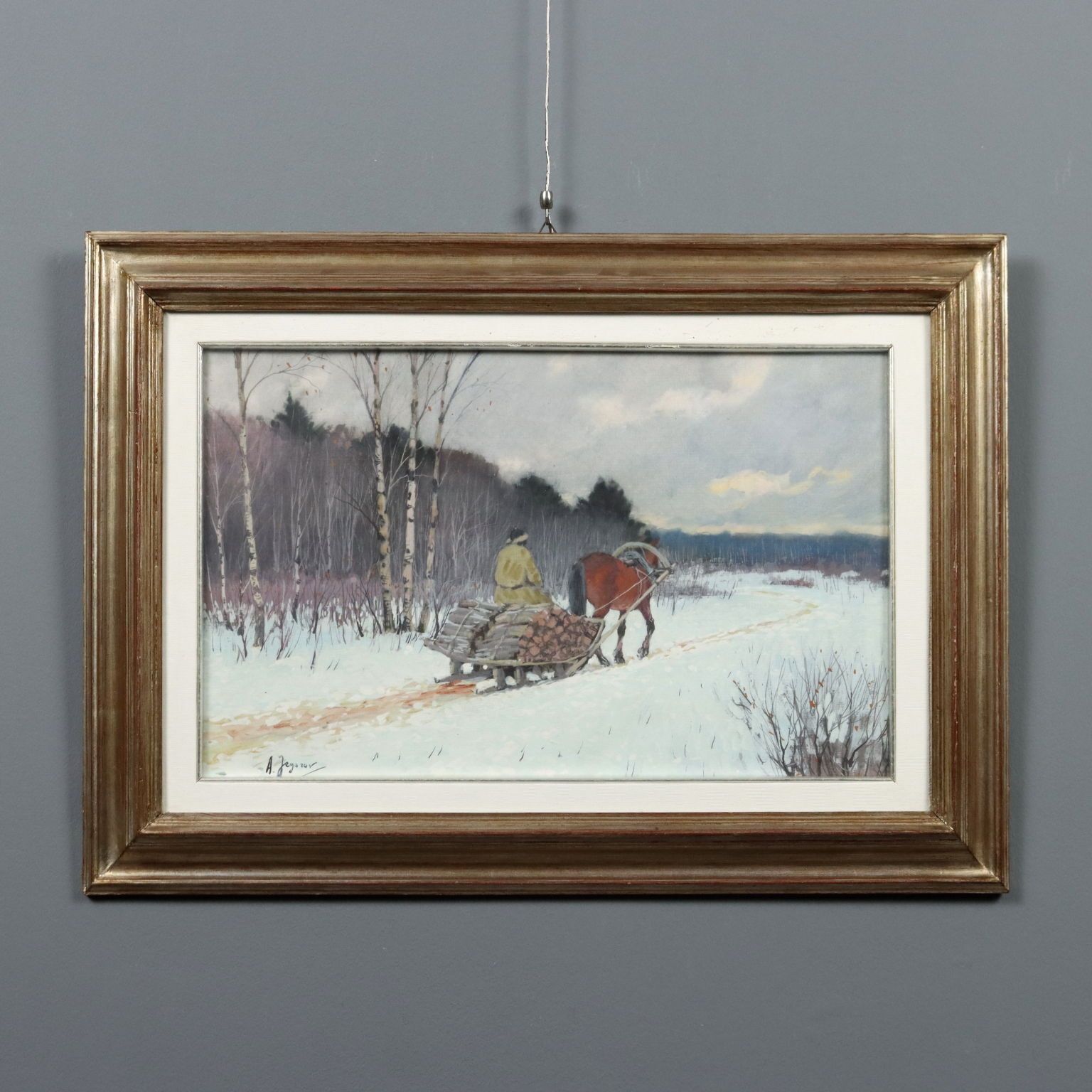 Modern Painting Andrei Afanas' Evich Egorov Sleigh On The Snow '900