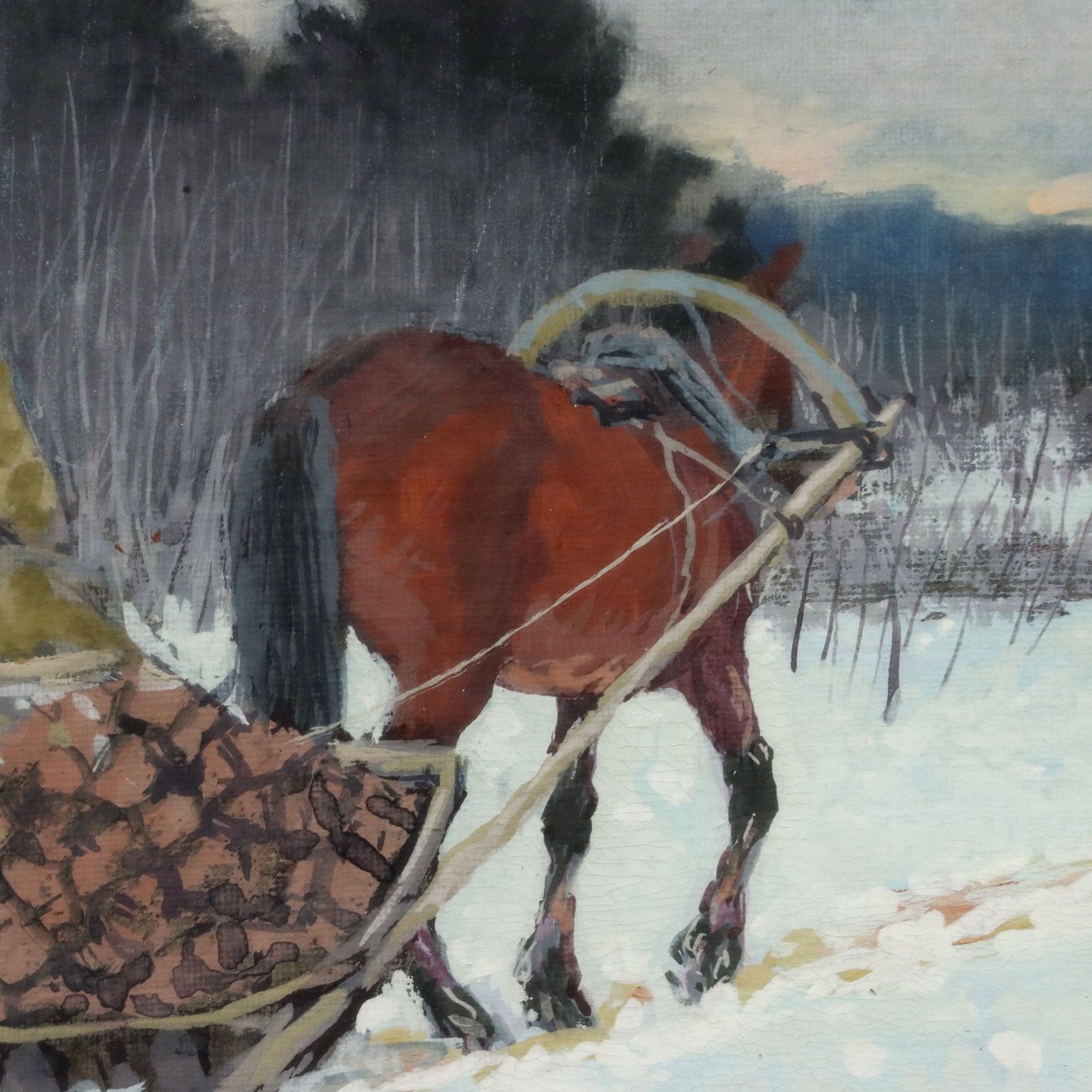 Modern Painting Andrei Afanas' Evich Egorov Sleigh On The Snow '900 photo 500.0
