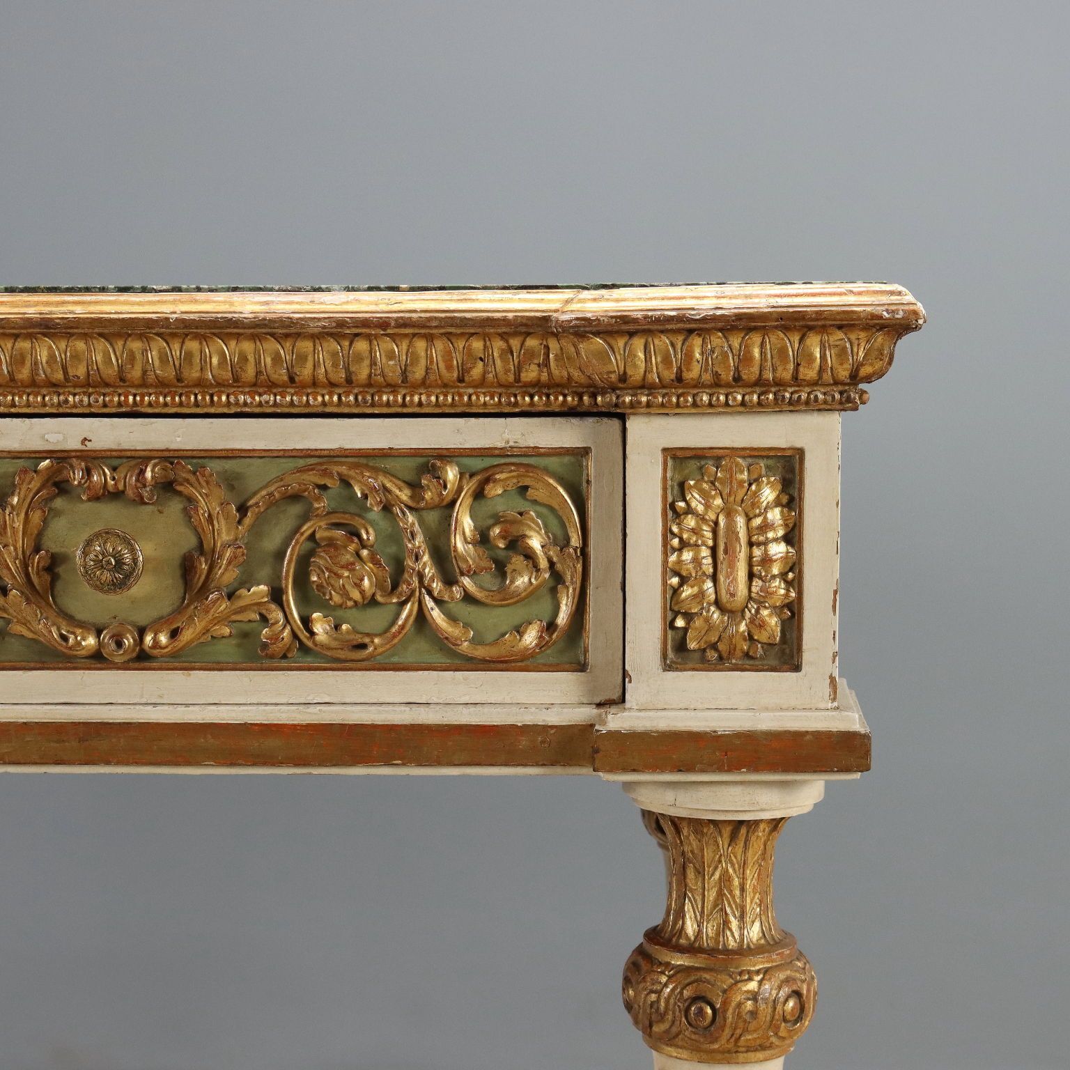 photo furniture Antique Eclectic Table Lacquered Wood Marble Italy XIX Century