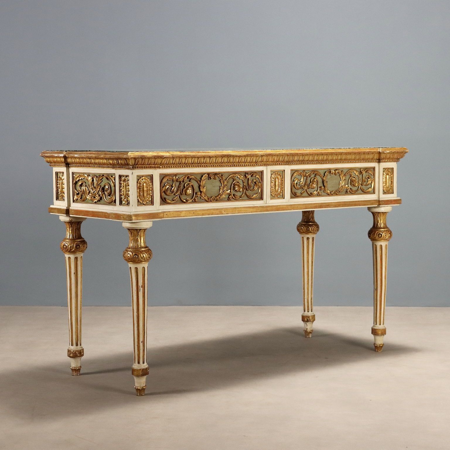 photo buy Antique Eclectic Table Lacquered Wood Marble Italy XIX Century