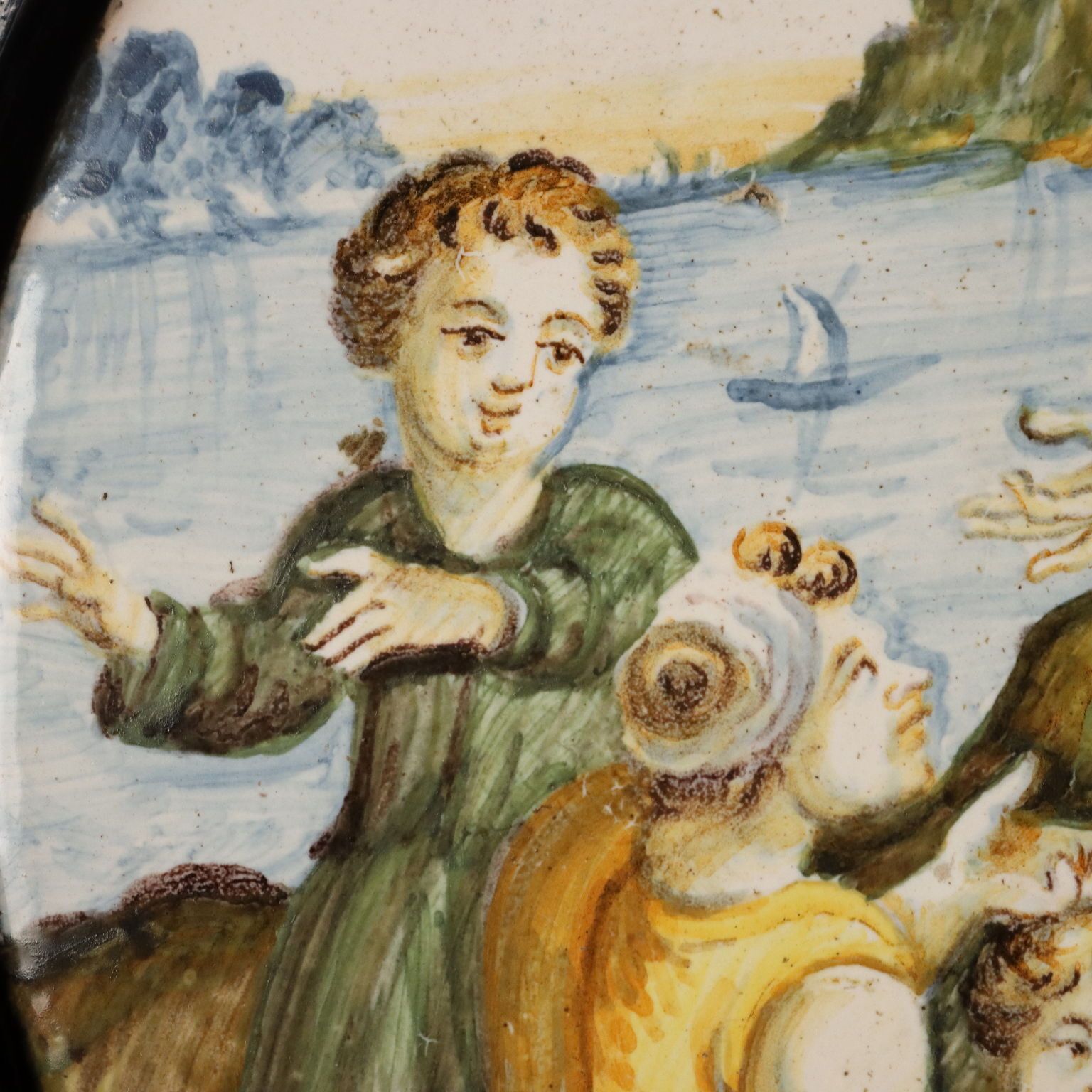 Antique Majolica Tondo Moses Saved From The Waters Majolica '800 photo 1990.0