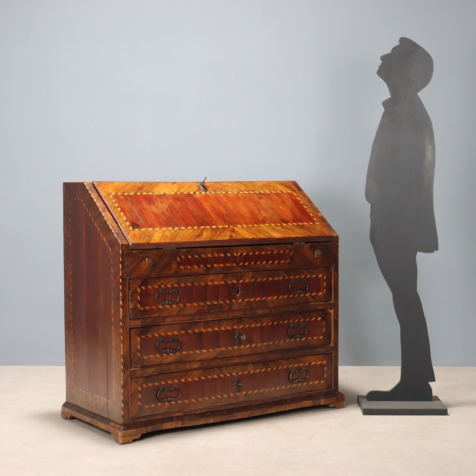 Antique Flap Cabinet Various Wood Essences Italy XVIII Century photo for sale