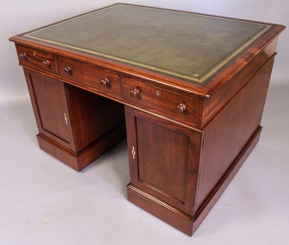 Rare Very Good Quality 19th Century Mahogany Fully Restored Partners Desk photo furniture