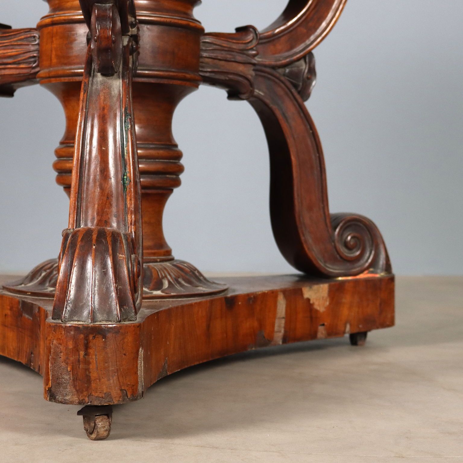 Antique Table Louis Philippe Walnut Marble Italy XIX Century photo vintage