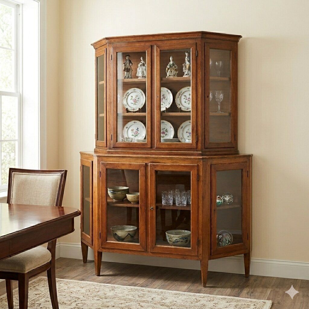 Antique Cupboard Walnut Glass Metal Italy XIX Century photo furniture