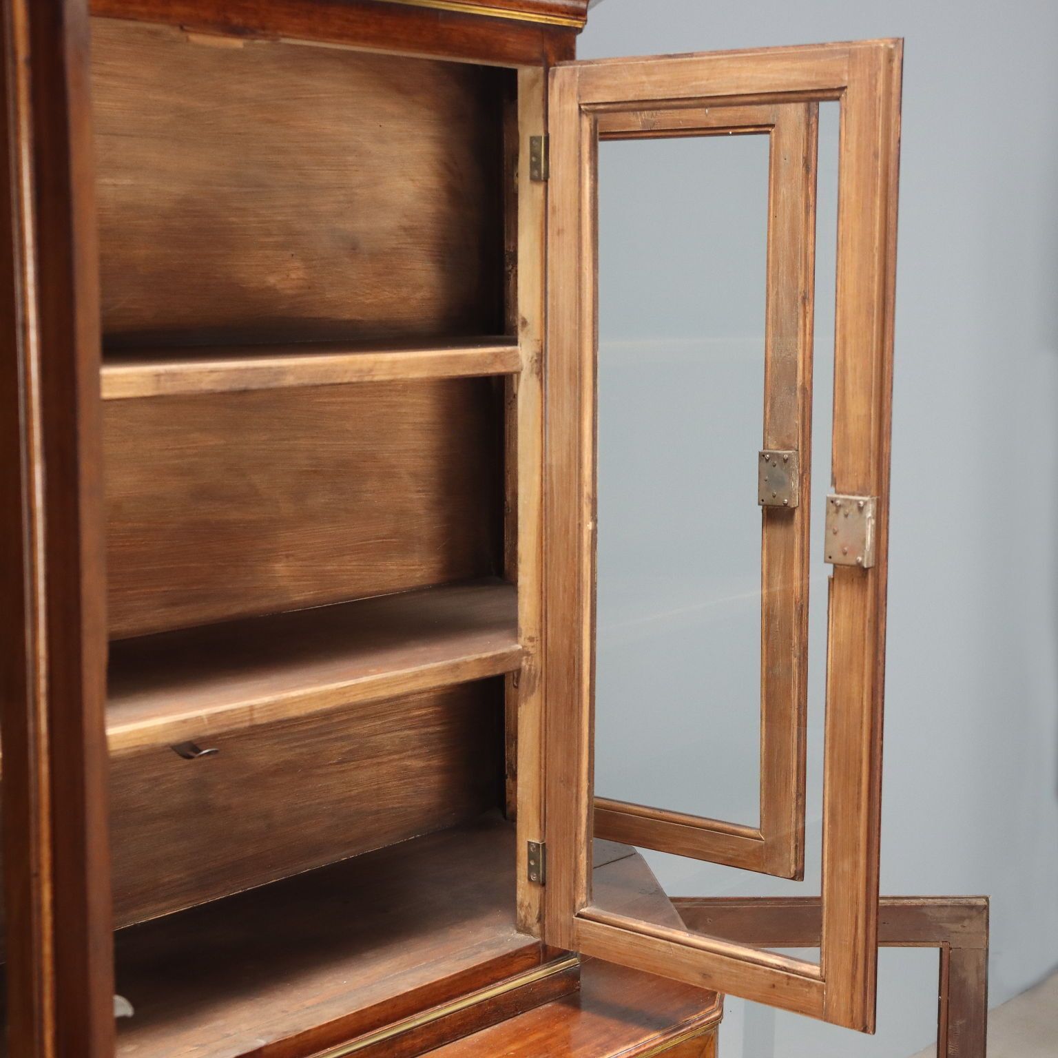 Antique Cupboard Walnut Glass Metal Italy XIX Century photo 2240.0