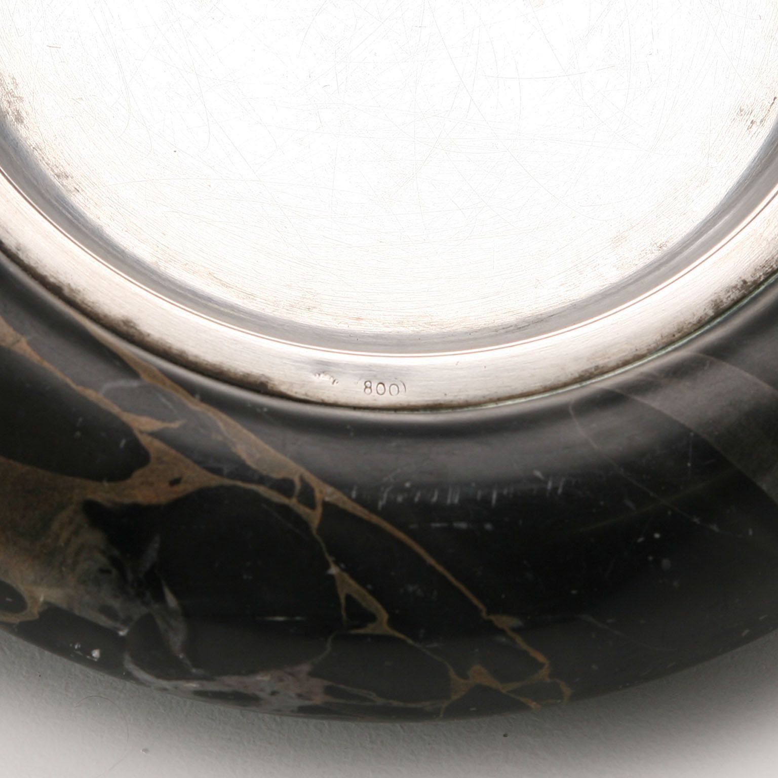 Vintage Centerpiece Black Marble Silver Italy 1970s photo vinterior