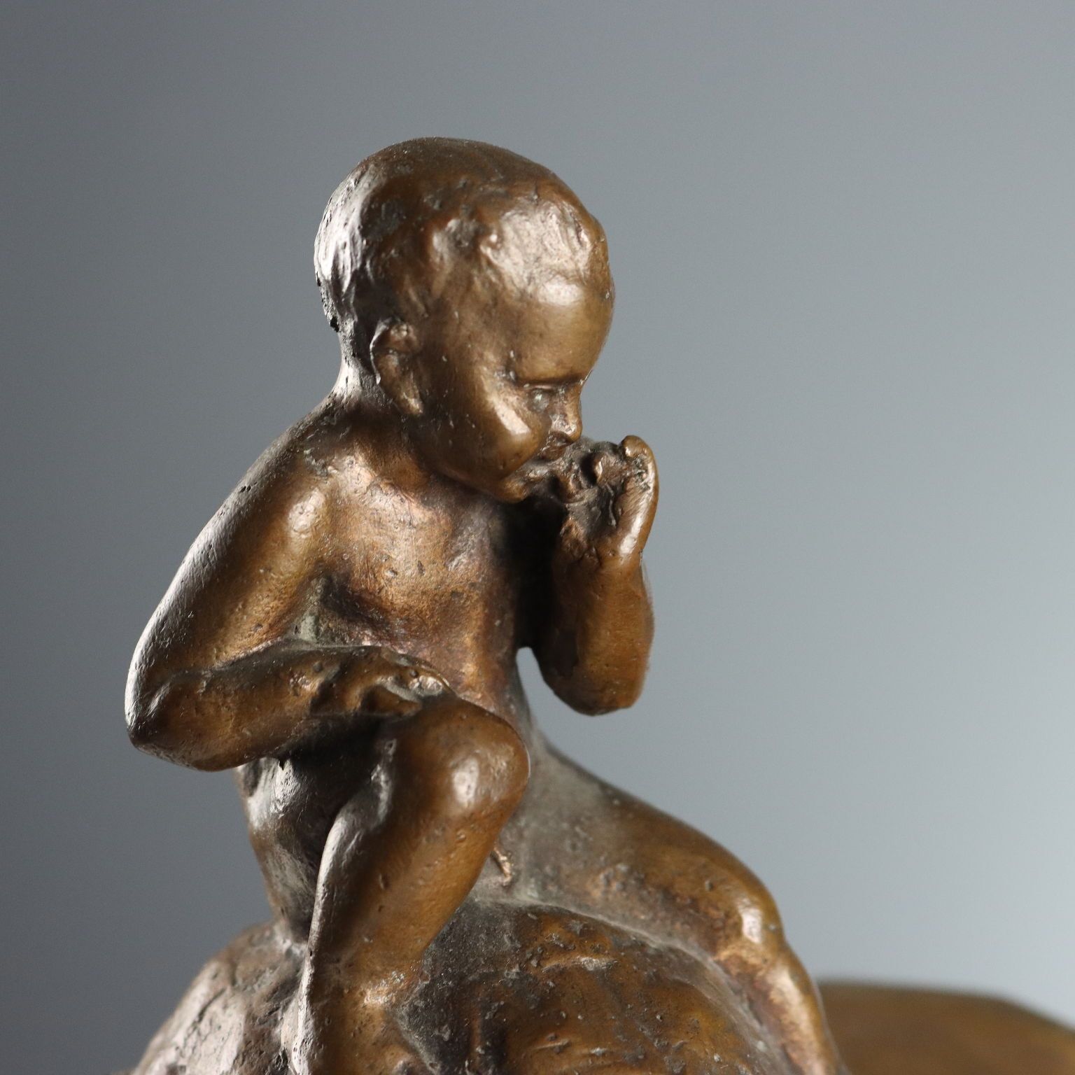 Antique Sculpture Child And Turtle Bronze XIX XX Century photo for sale