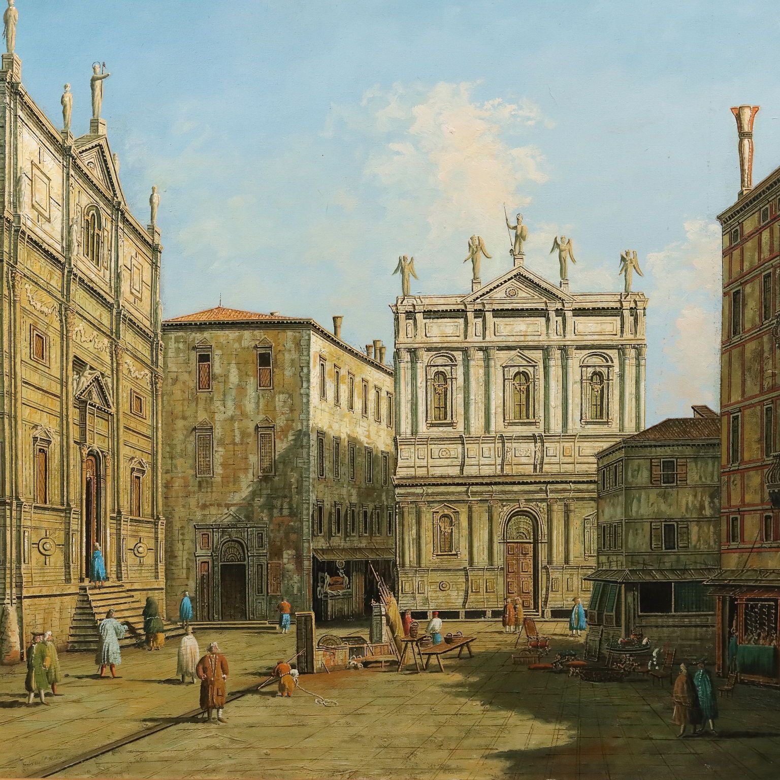 Antique Painting The Campo San Salvador In Venice XX Century photo for sale
