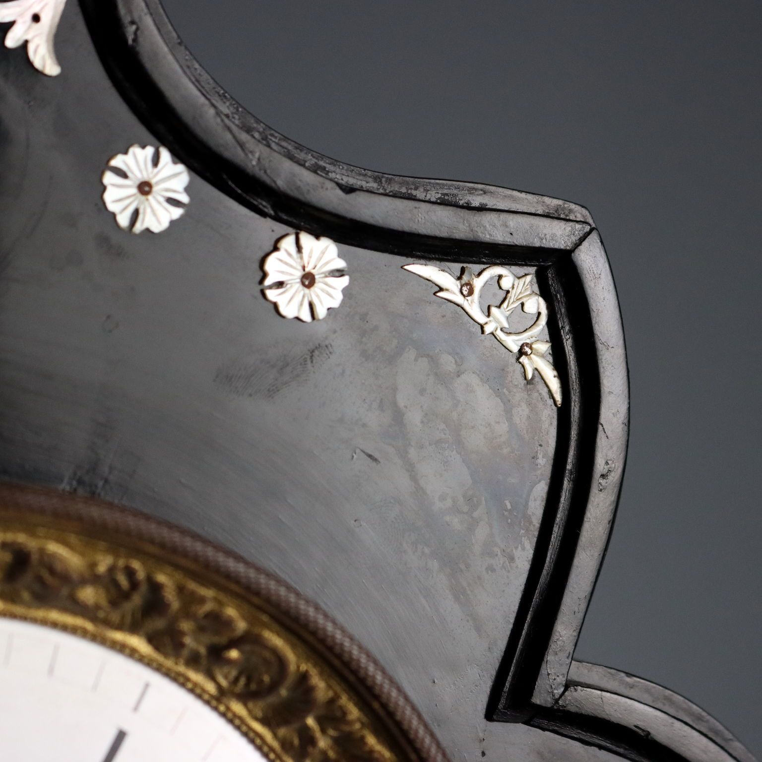 Antique Clock Ebonized Wood Alabaster Bronze XIX Century photo vinterior