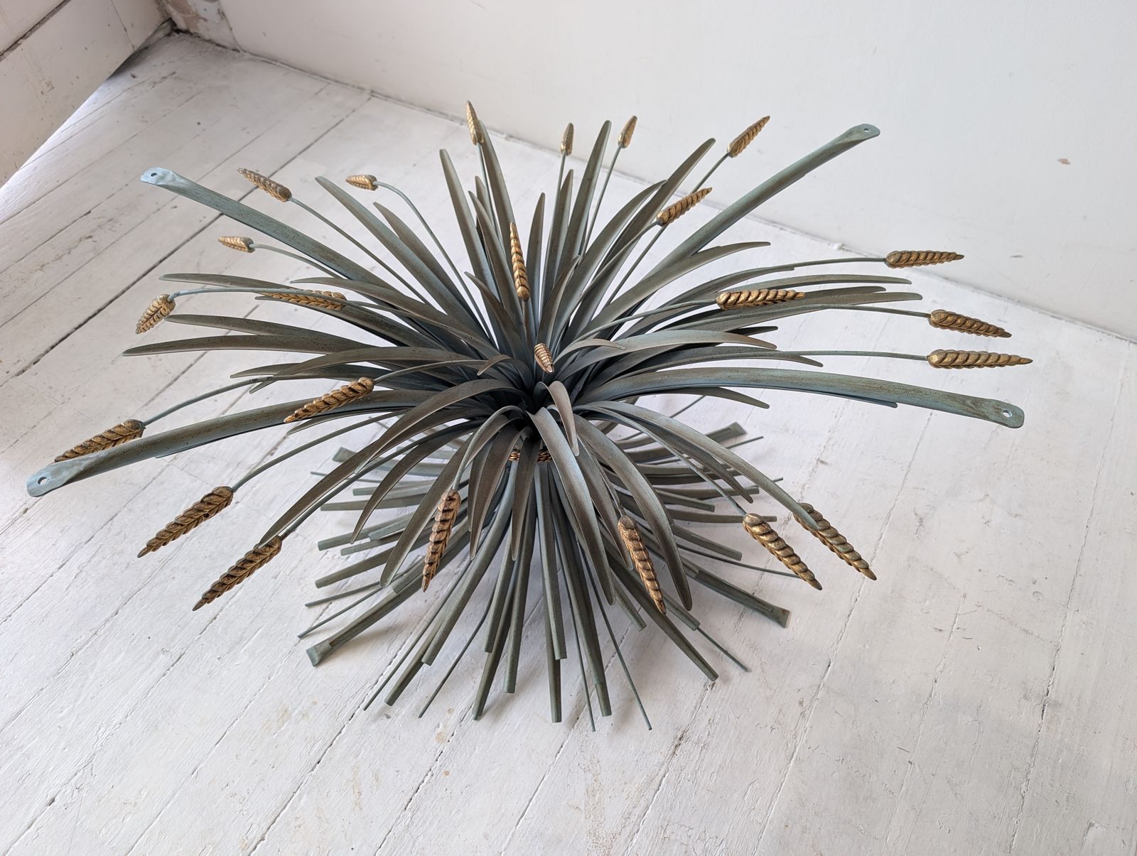 Vintage Coco Chanel Italian Wheatsheaf Verdigris & Gold Coffee Table 1960s photo vintage