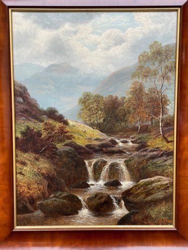Stunning Large Landscape Oil Painting By William Mellor, Borrowdale, Cumberland