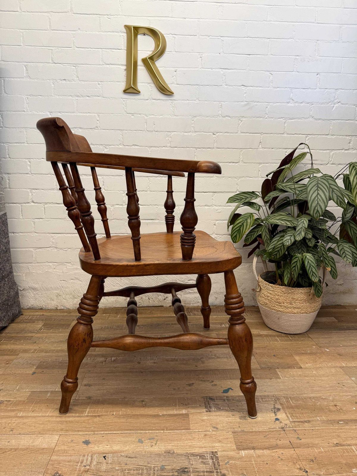 19th Century English Victorian Smoker’s Bow Armchair Captains Chair photo buy