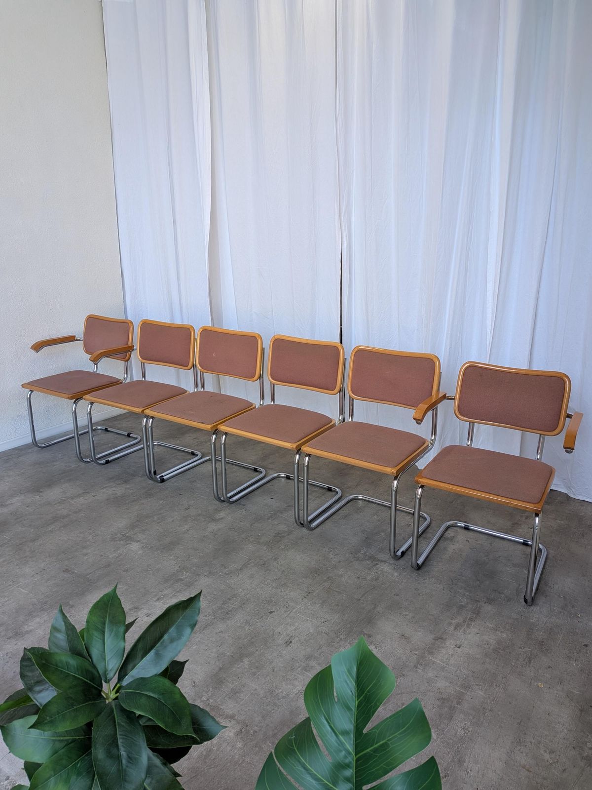 Set Of 6 Vintage Cesca Chair By Bene Austria 1970s / Mid Century Chrome Dining Chairs / photo for sale