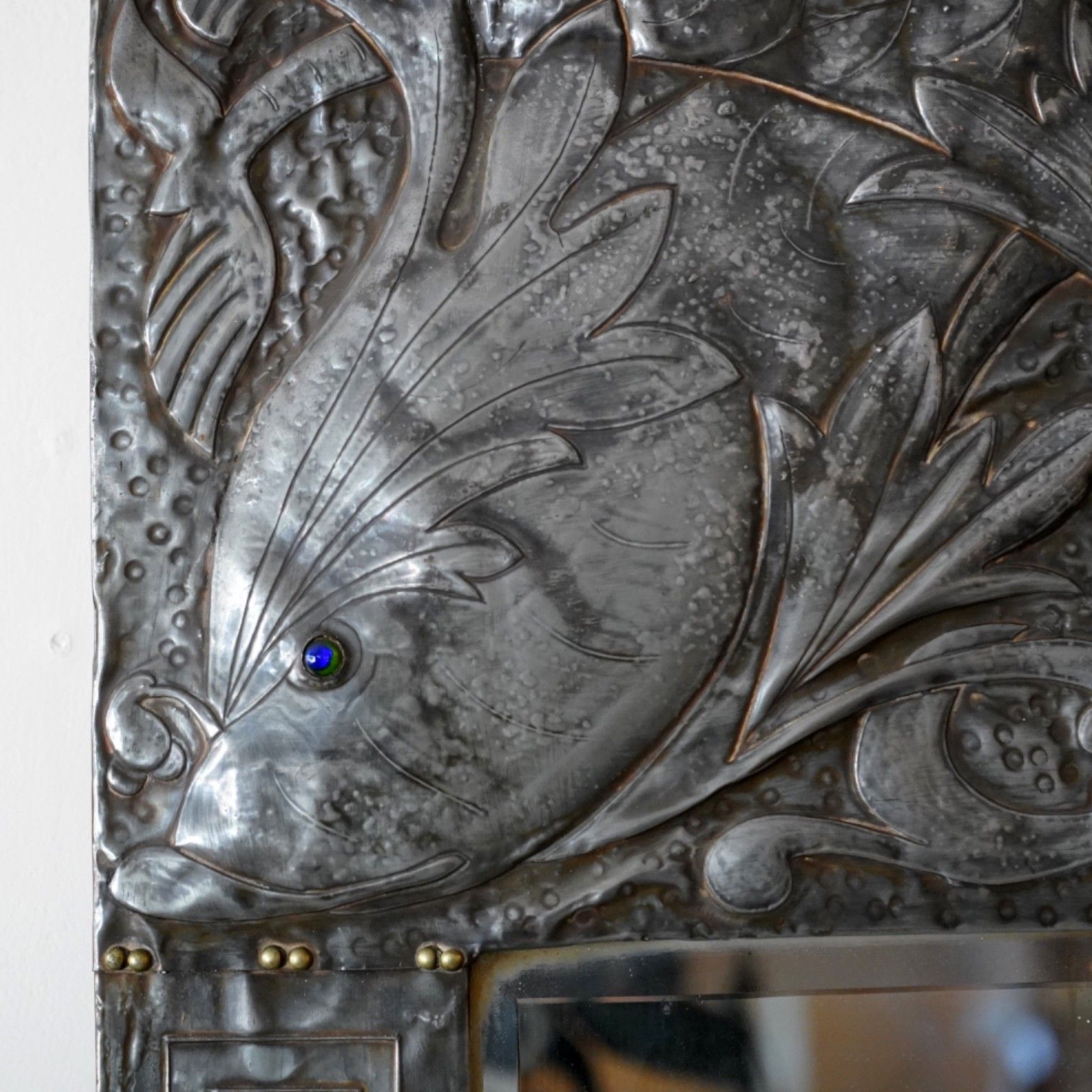 Art Nouveau Embossed Metal Frame Mirror Alfred Louis Achille Daguet photo for sale