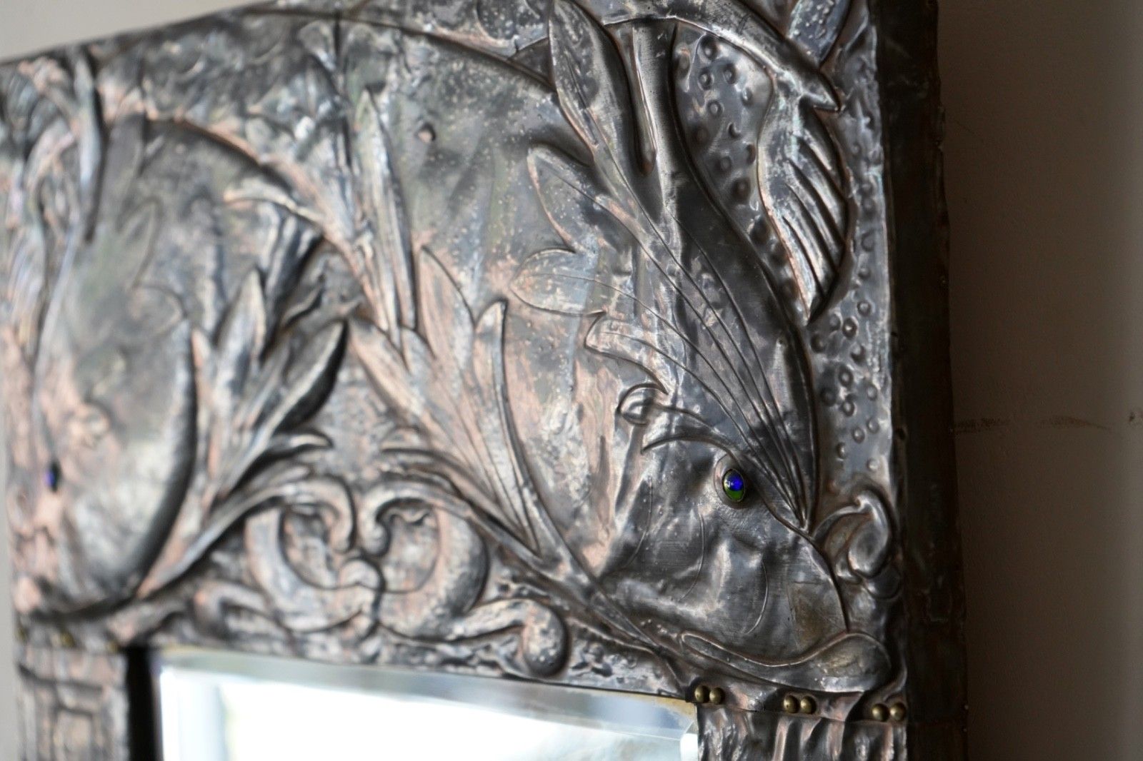 Art Nouveau Embossed Metal Frame Mirror Alfred Louis Achille Daguet photo buy