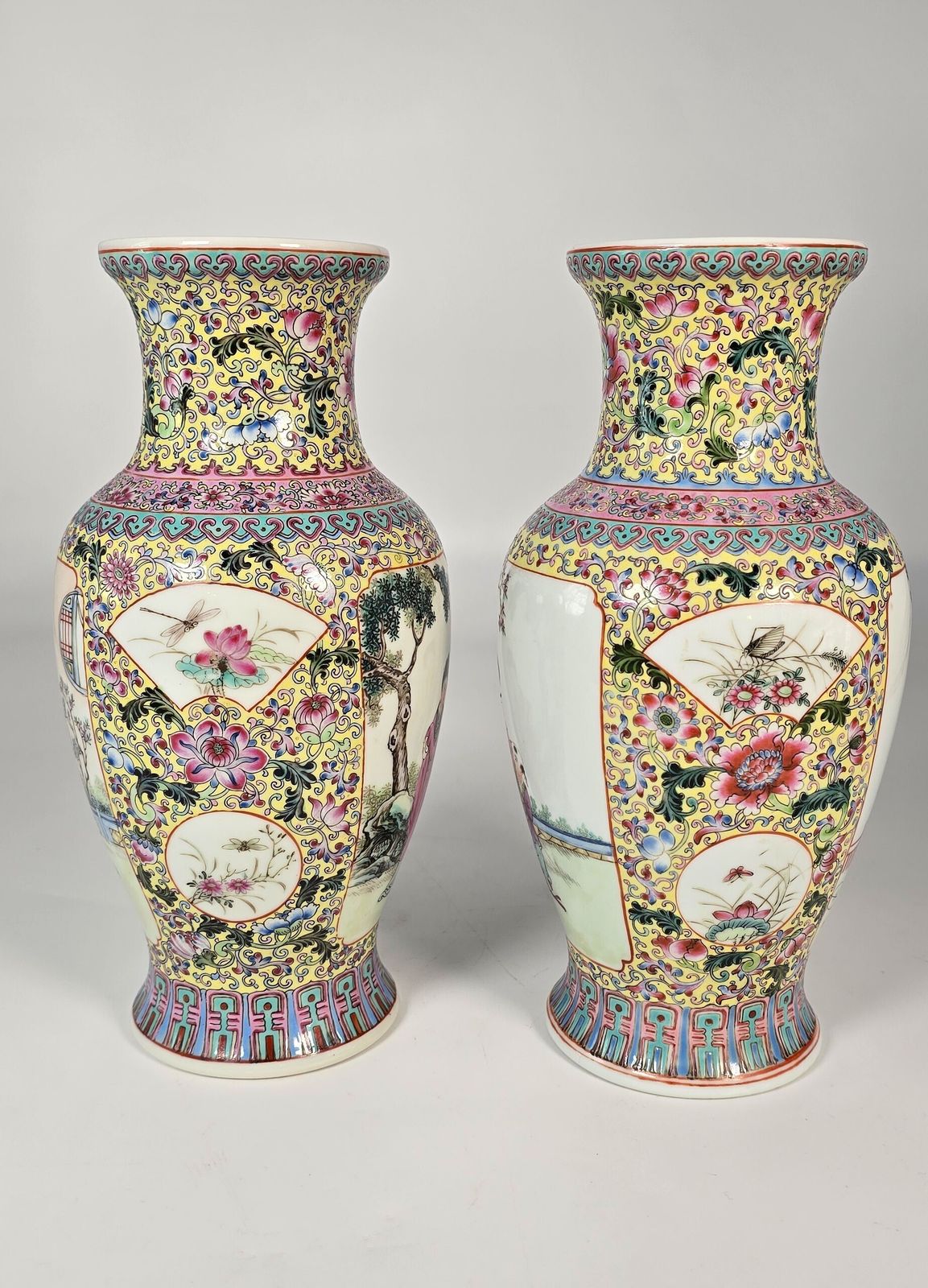A Pair Of Chinese Hand Painted Porcelain Vases From The Republican Period Circa 1930 photo vinterior